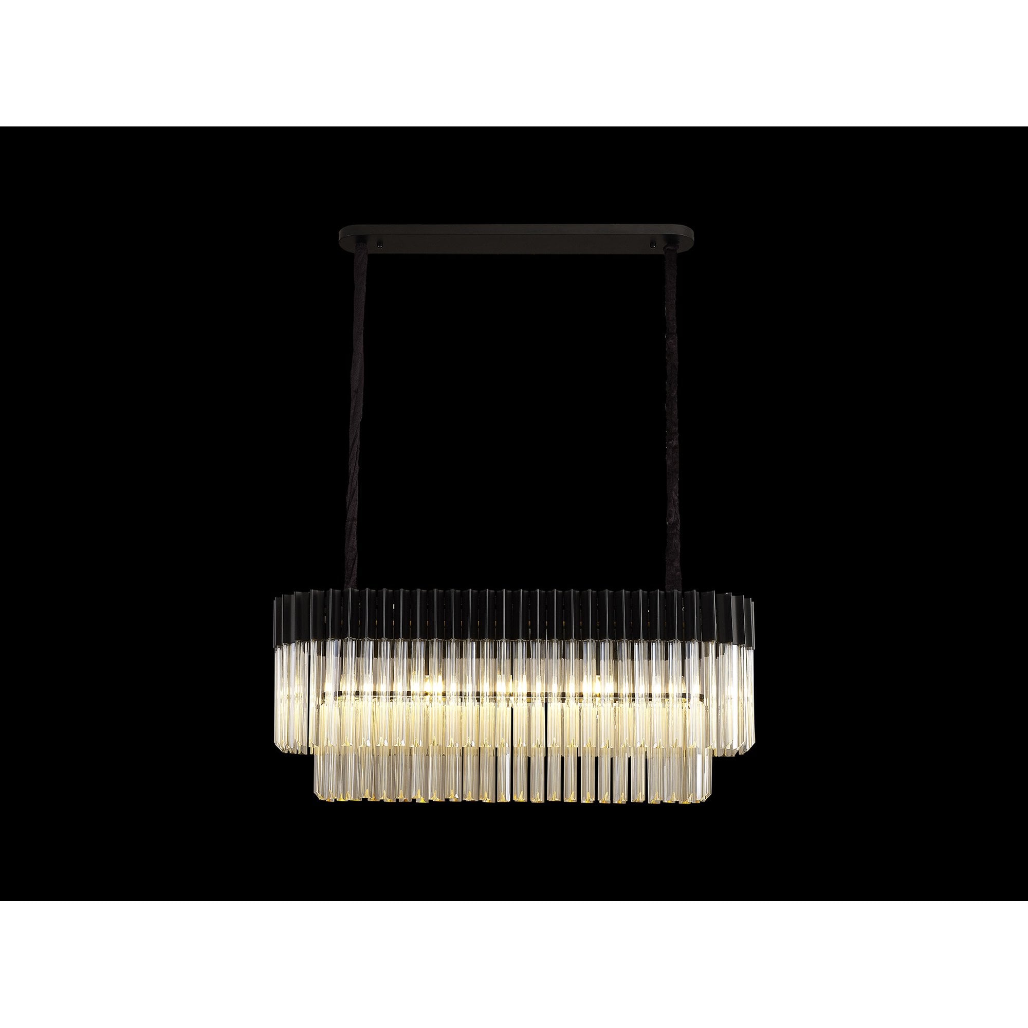 Fabula Cedar 5 Light Rectangular Pendant - Matt Black & Cognac Sculpted Glass