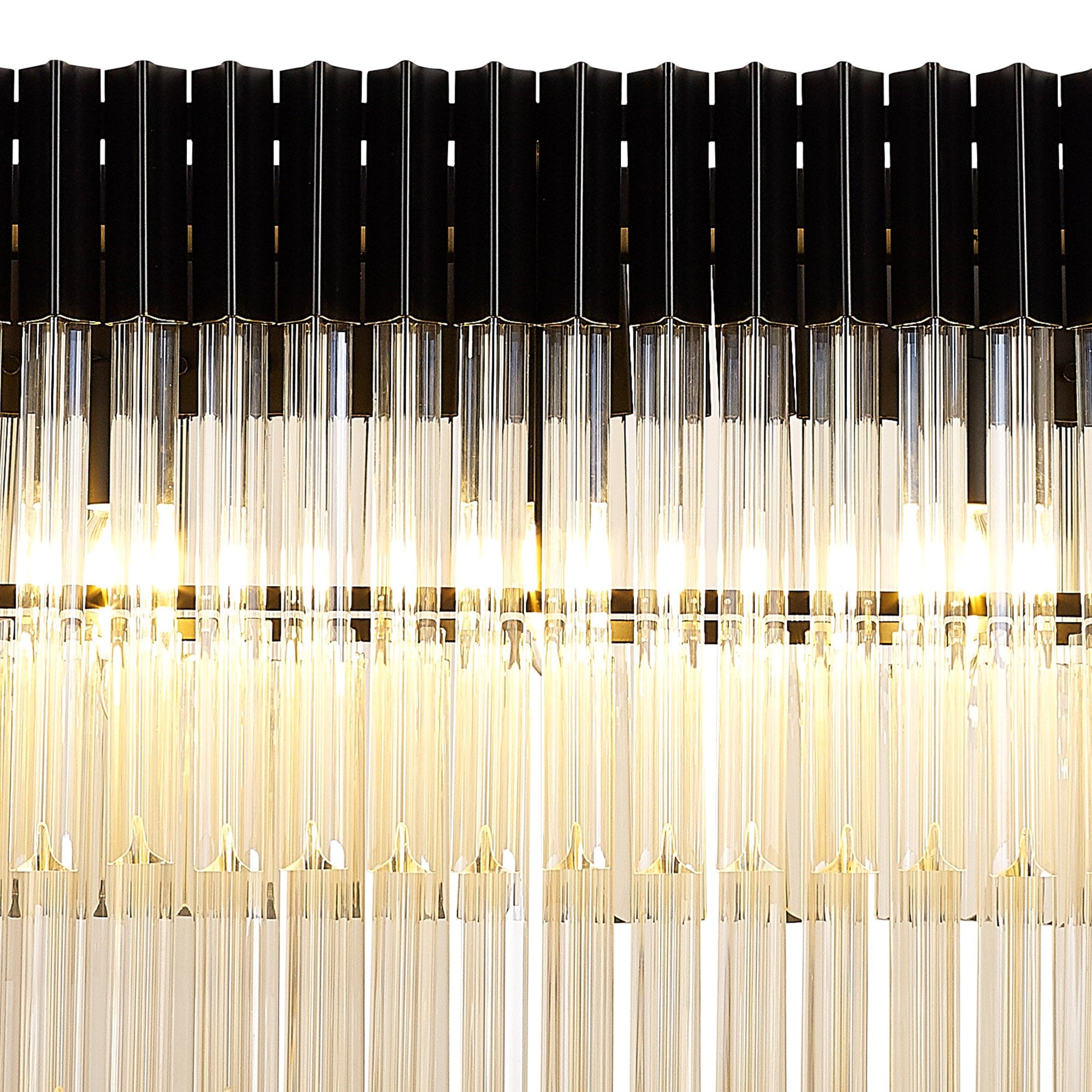 Fabula Cedar 5 Light Rectangular Pendant - Matt Black & Cognac Sculpted Glass