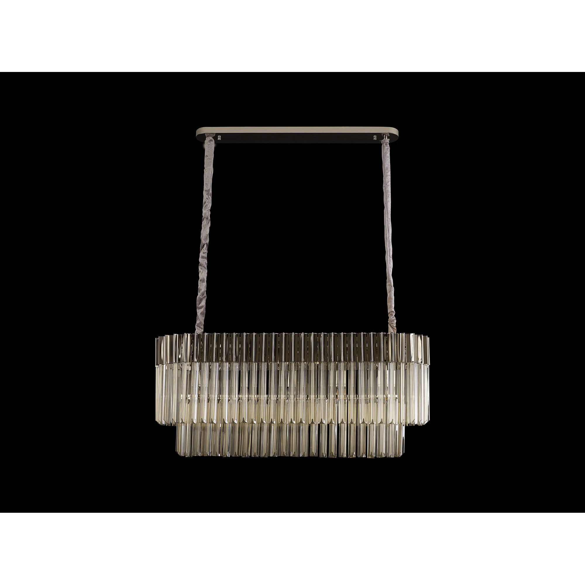 Fabula Cedar 5 Light Rectangular Pendant - Polished Nickel & Cognac Sculpted Glass