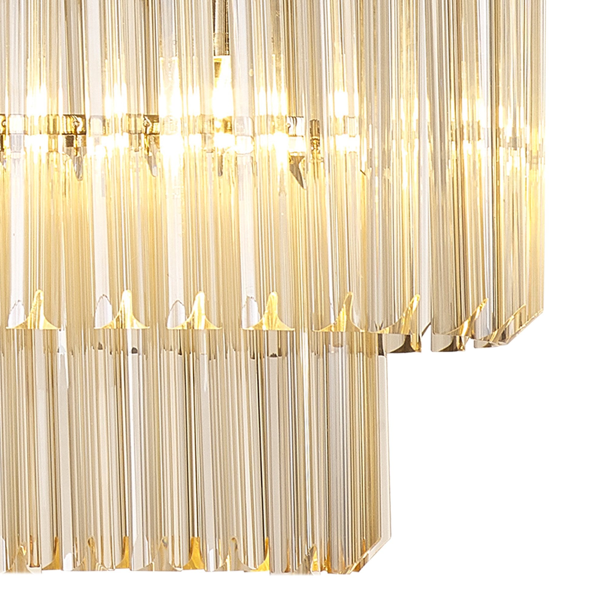 Fabula Cedar 5 Light Rectangular Pendant - Polished Nickel & Cognac Sculpted Glass