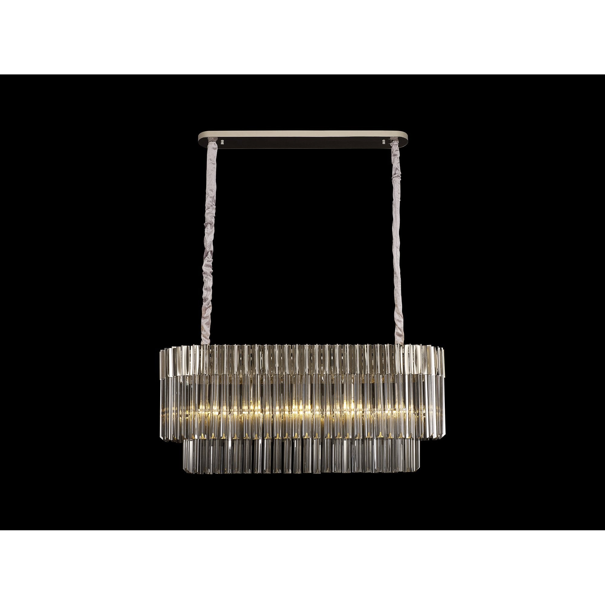 Fabula Cedar 5 Light Rectangular Pendant - Polished Nickel & Smoke Sculpted Glass