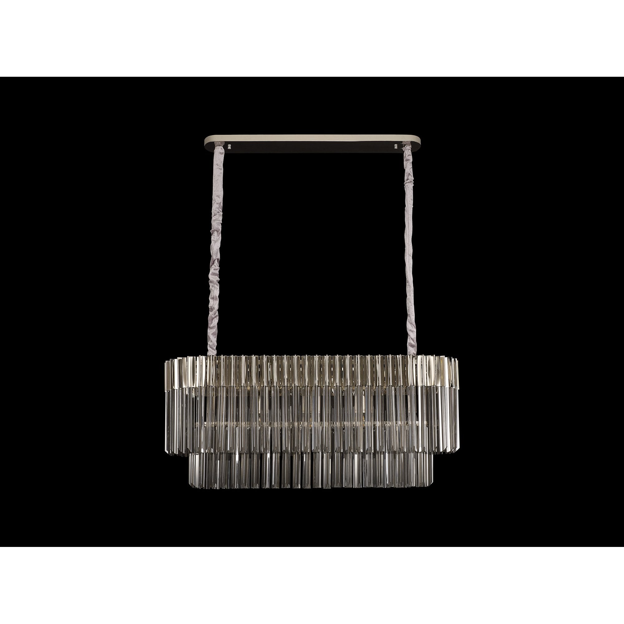 Fabula Cedar 5 Light Rectangular Pendant - Polished Nickel & Smoke Sculpted Glass