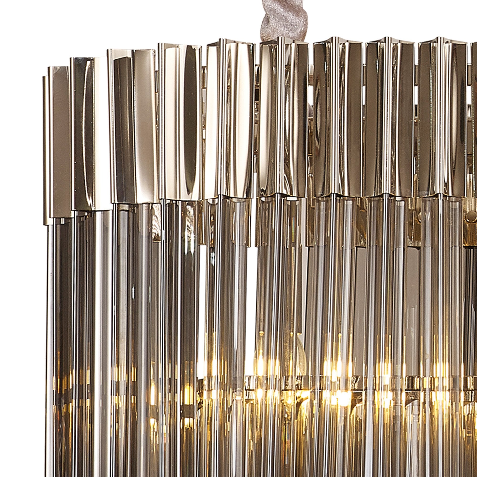 Fabula Cedar 5 Light Rectangular Pendant - Polished Nickel & Smoke Sculpted Glass