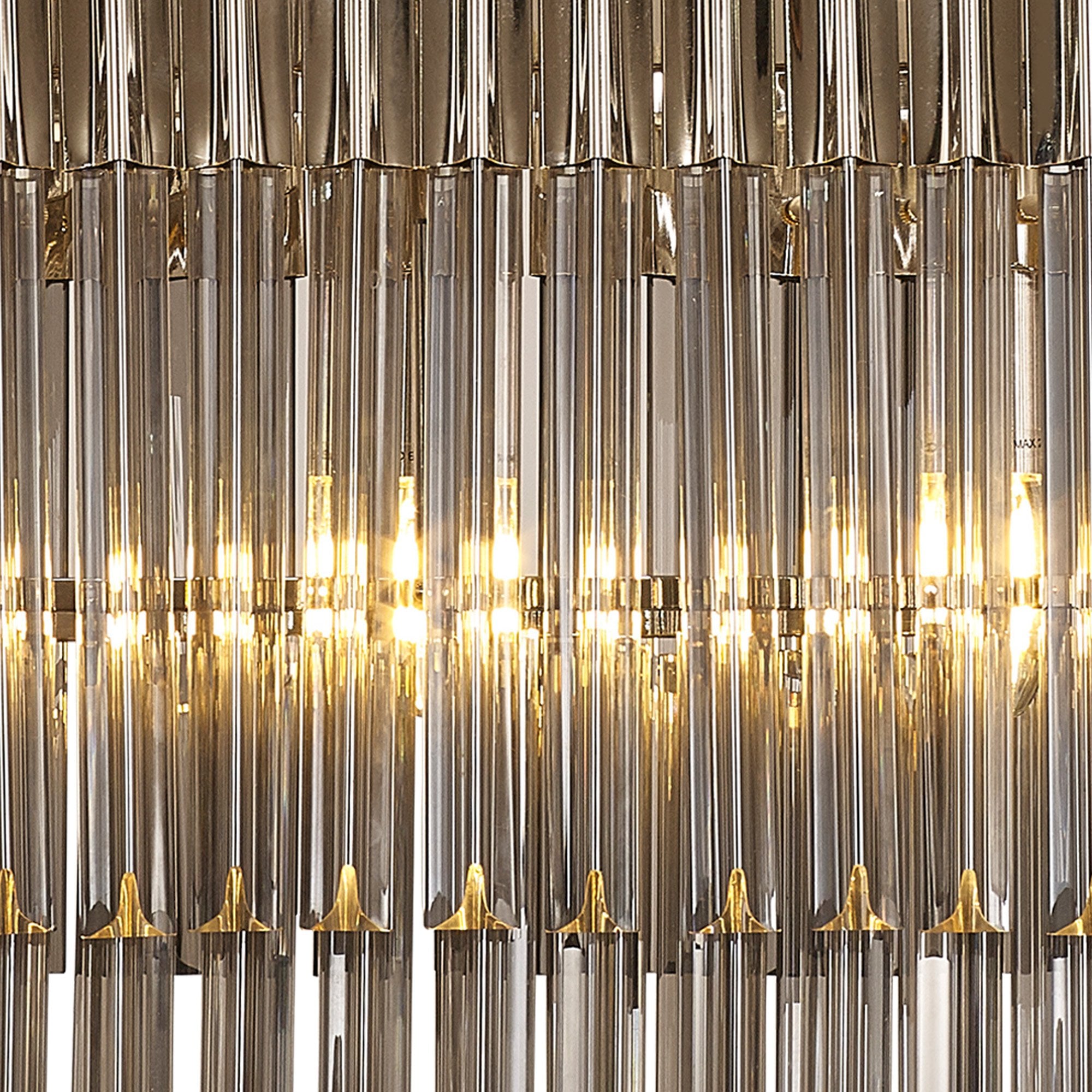 Fabula Cedar 5 Light Rectangular Pendant - Polished Nickel & Smoke Sculpted Glass