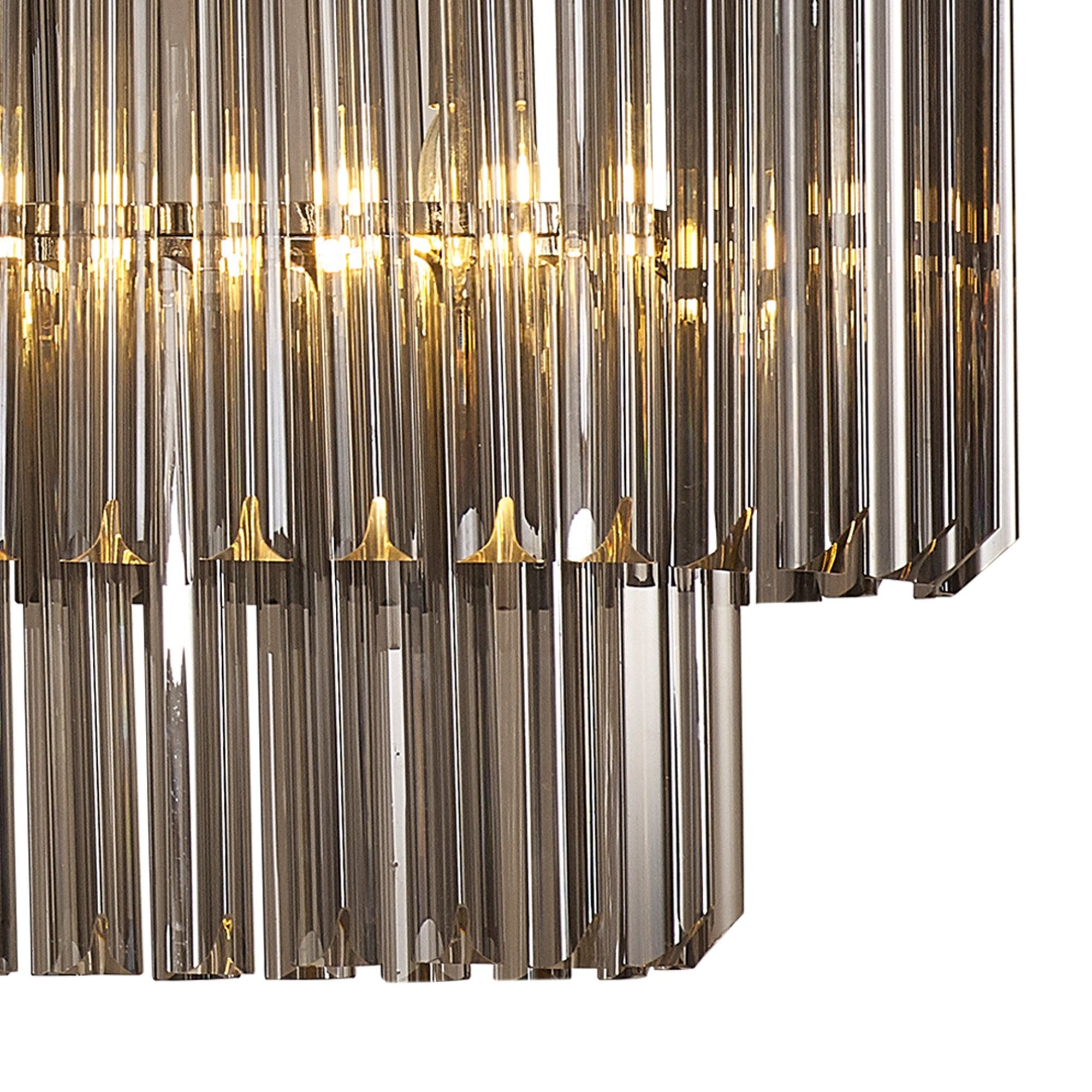 Fabula Cedar 5 Light Rectangular Pendant - Polished Nickel & Smoke Sculpted Glass