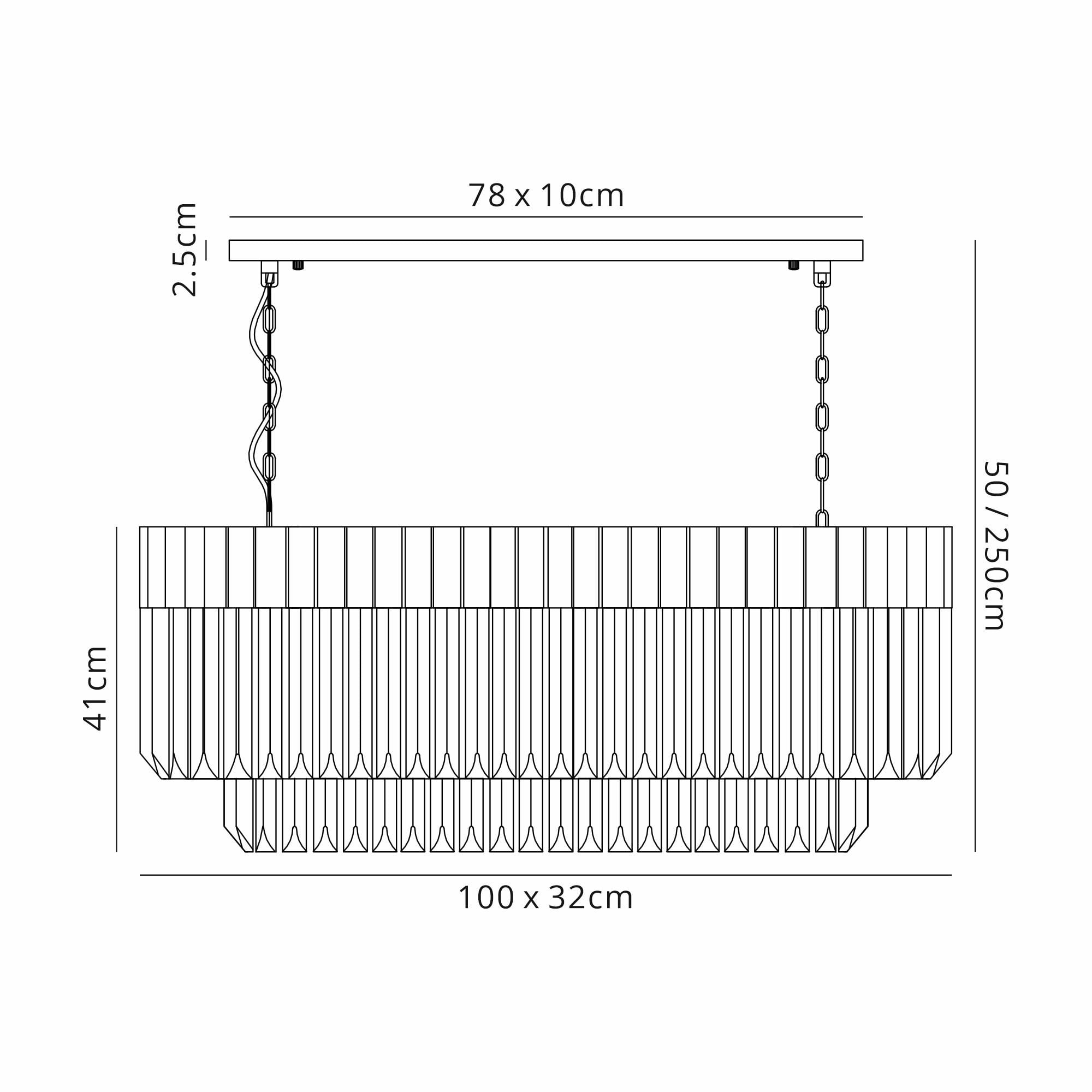 Fabula Cedar 5 Light Rectangular Pendant - Polished Nickel & Smoke Sculpted Glass