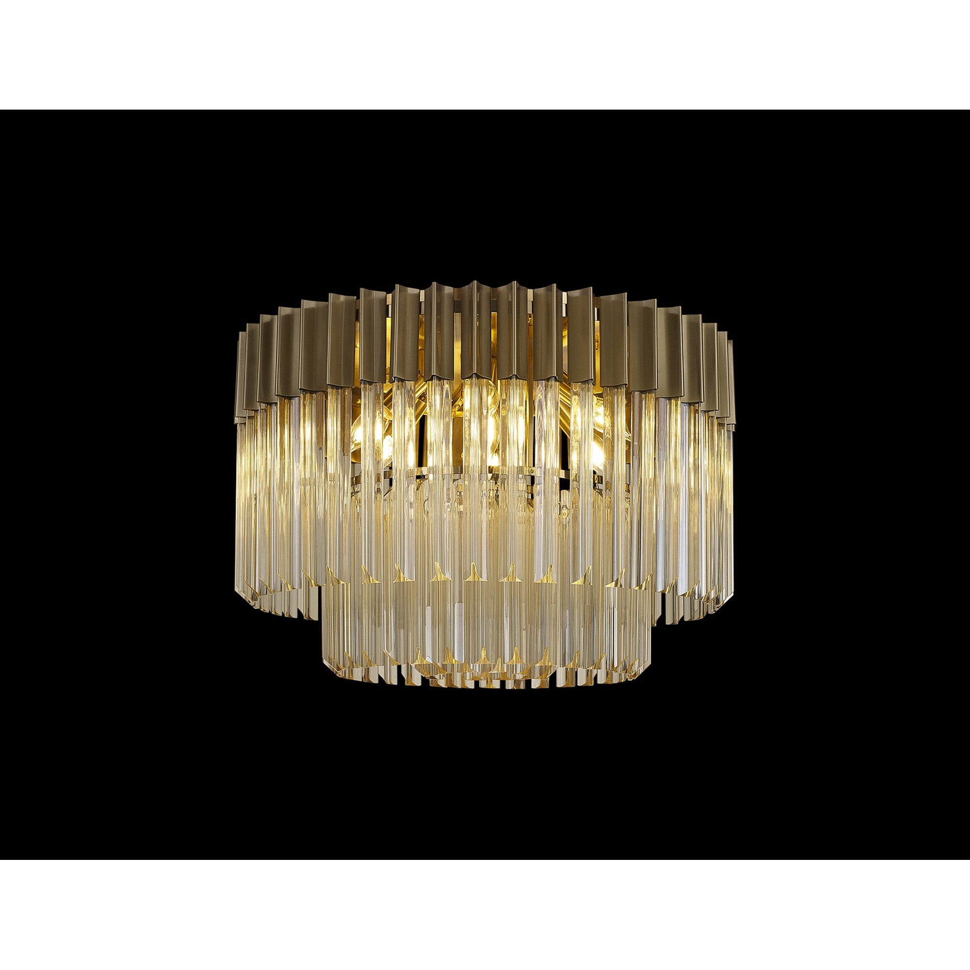 Fabula Cedar 7 Light Flush Light - Brass & Cognac Sculpted Glass