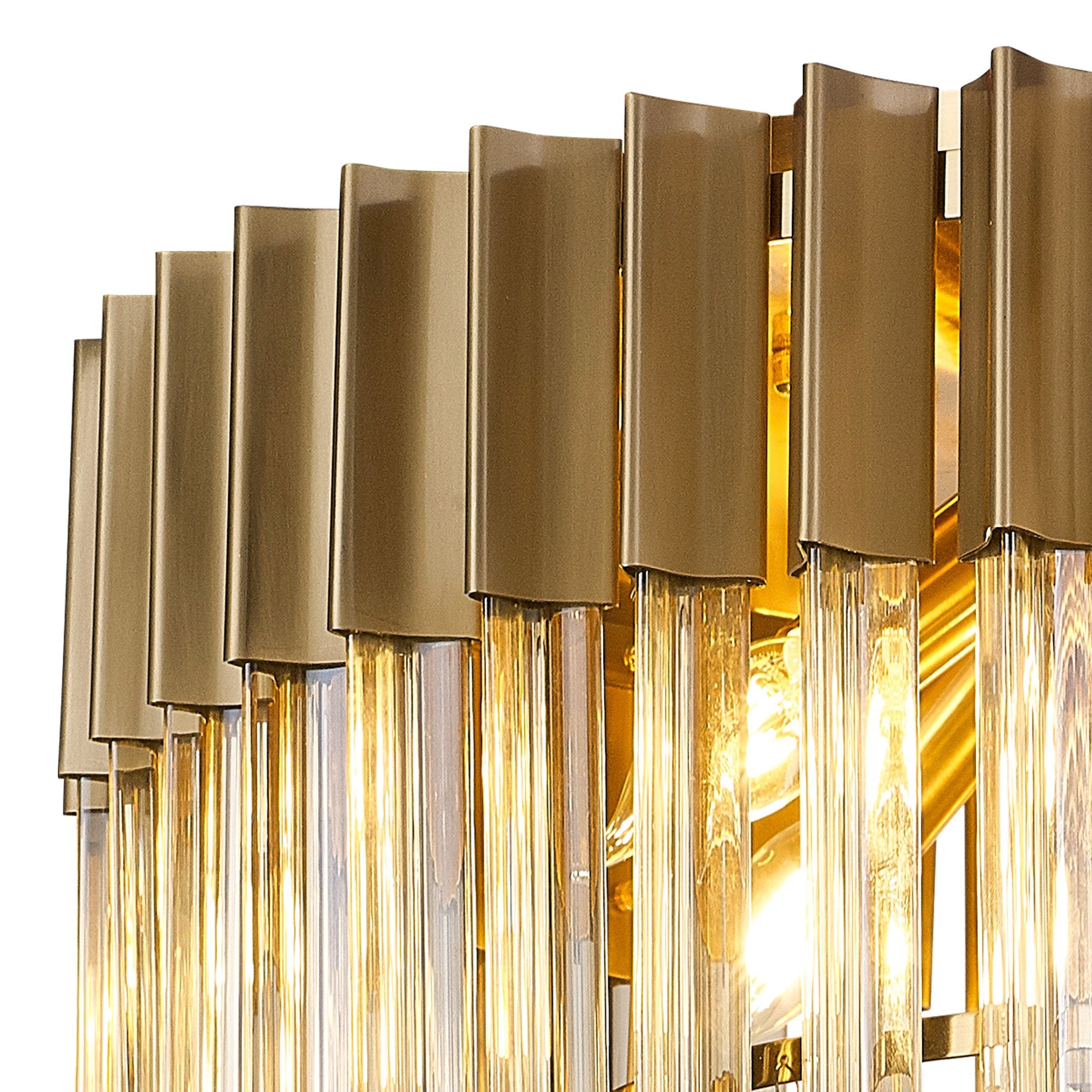 Fabula Cedar 7 Light Flush Light - Brass & Cognac Sculpted Glass