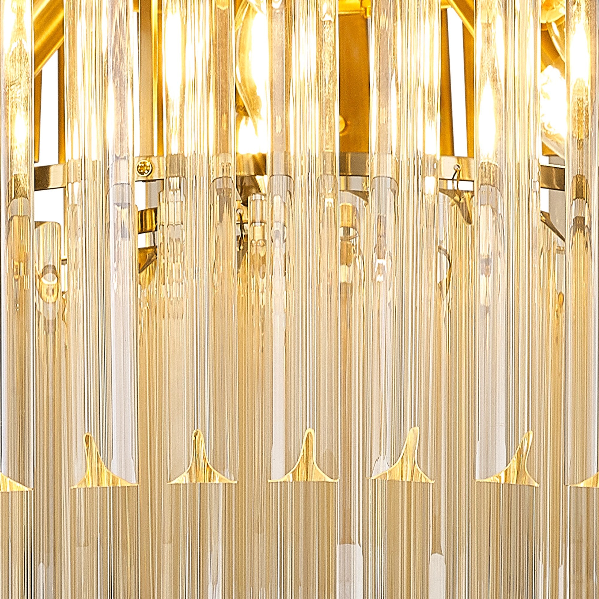 Fabula Cedar 7 Light Flush Light - Brass & Cognac Sculpted Glass