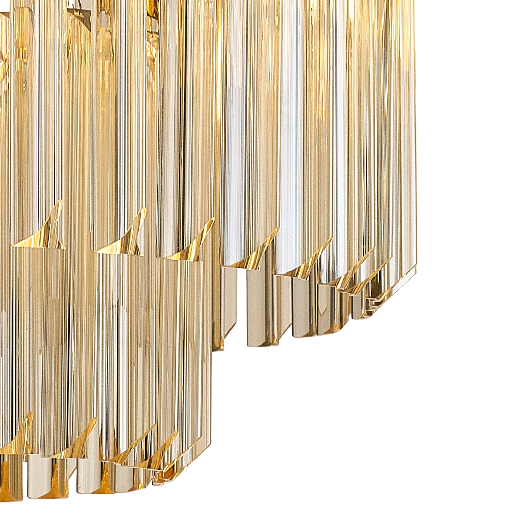 Fabula Cedar 7 Light Flush Light - Brass & Cognac Sculpted Glass