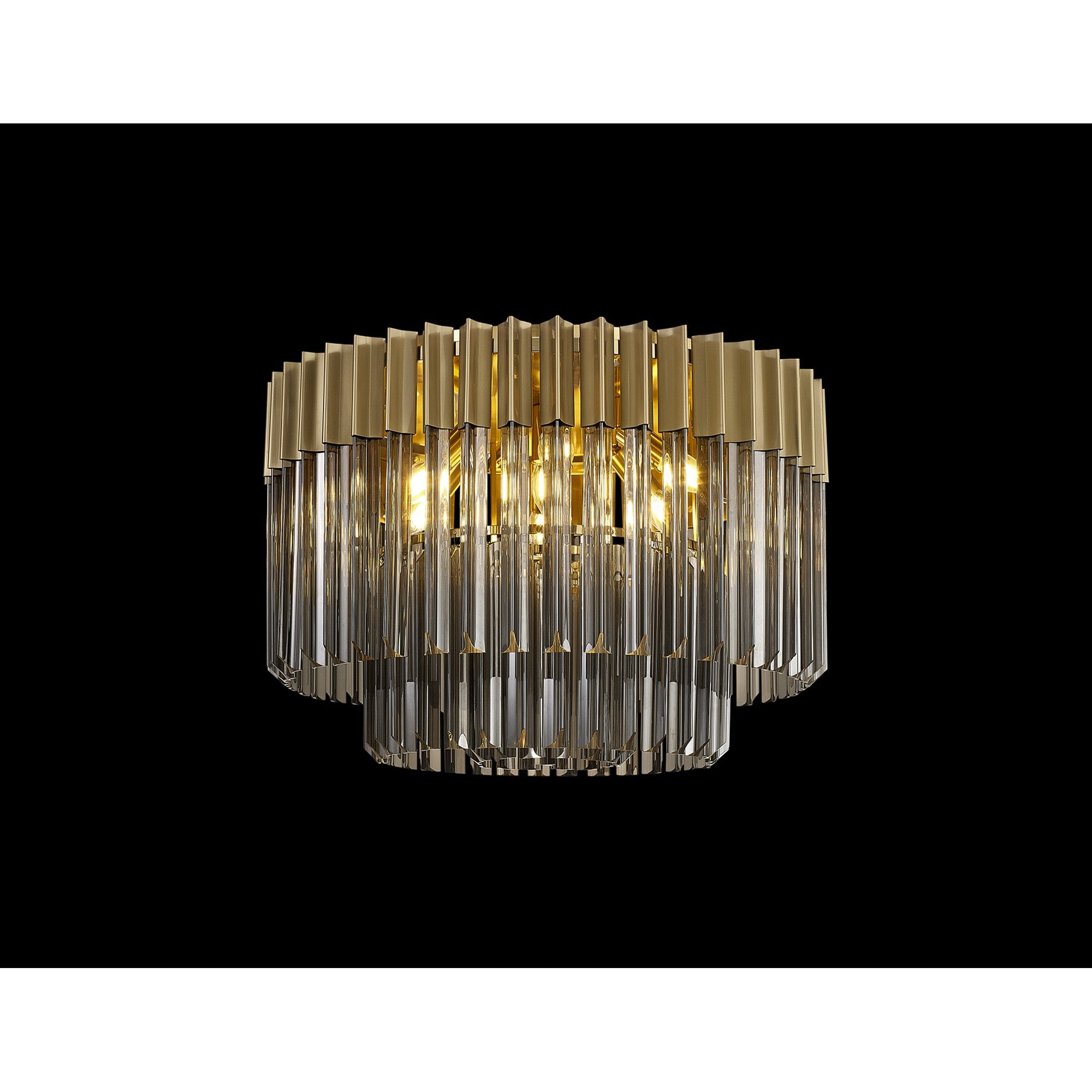 Fabula Cedar 7 Light Flush Light - Brass & Smoke Sculpted Glass