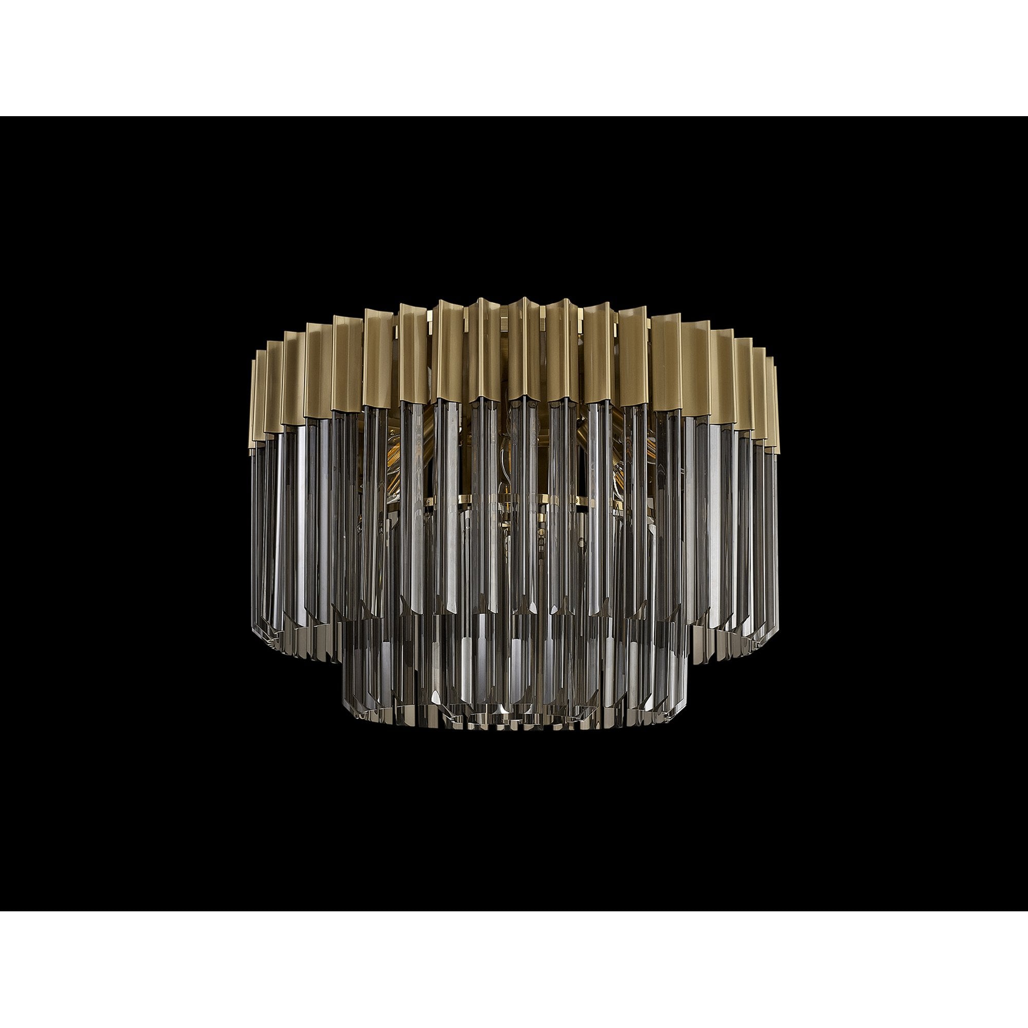 Fabula Cedar 7 Light Flush Light - Brass & Smoke Sculpted Glass