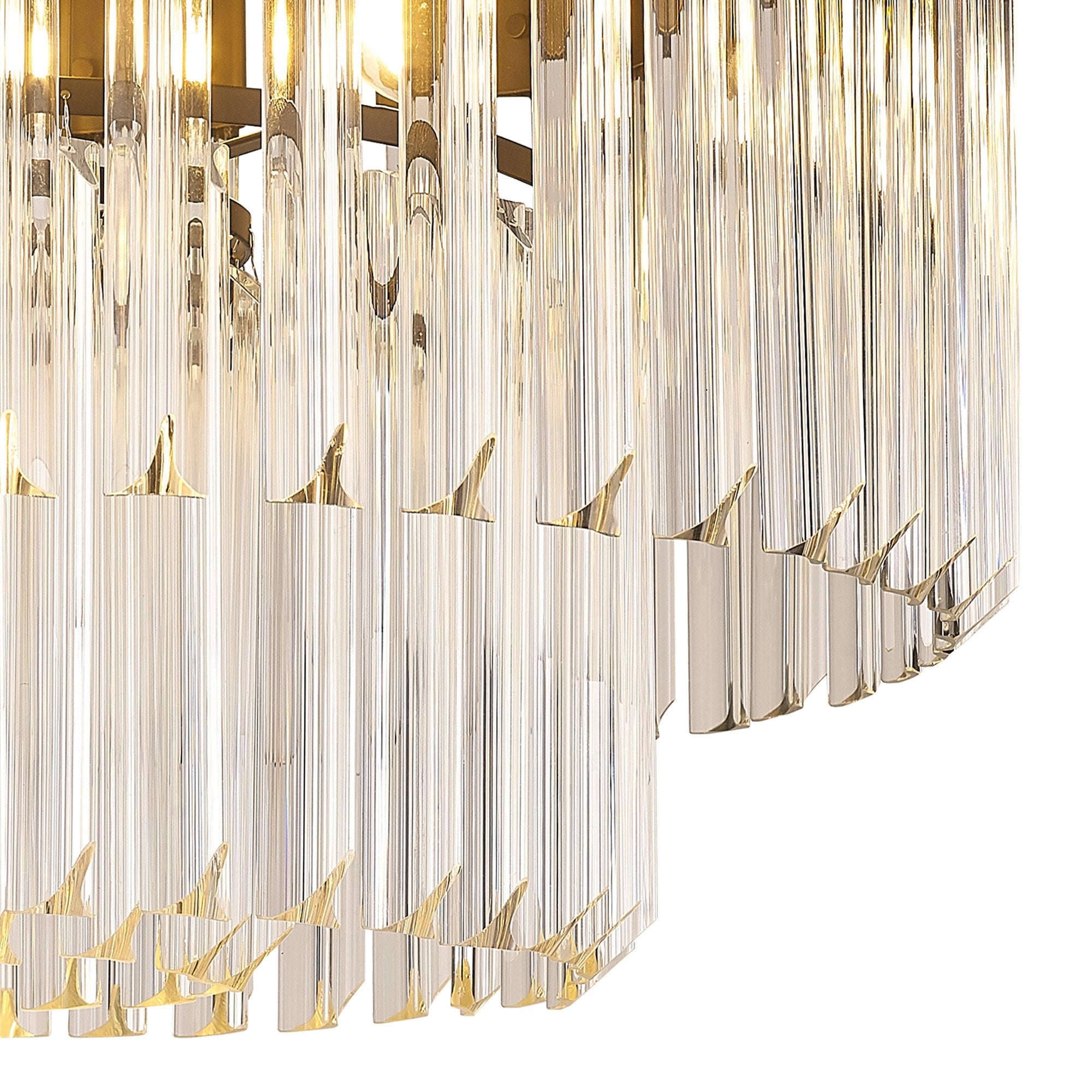 Fabula Cedar 7 Light Flush Light - Matt Black & Clear Sculpted Glass