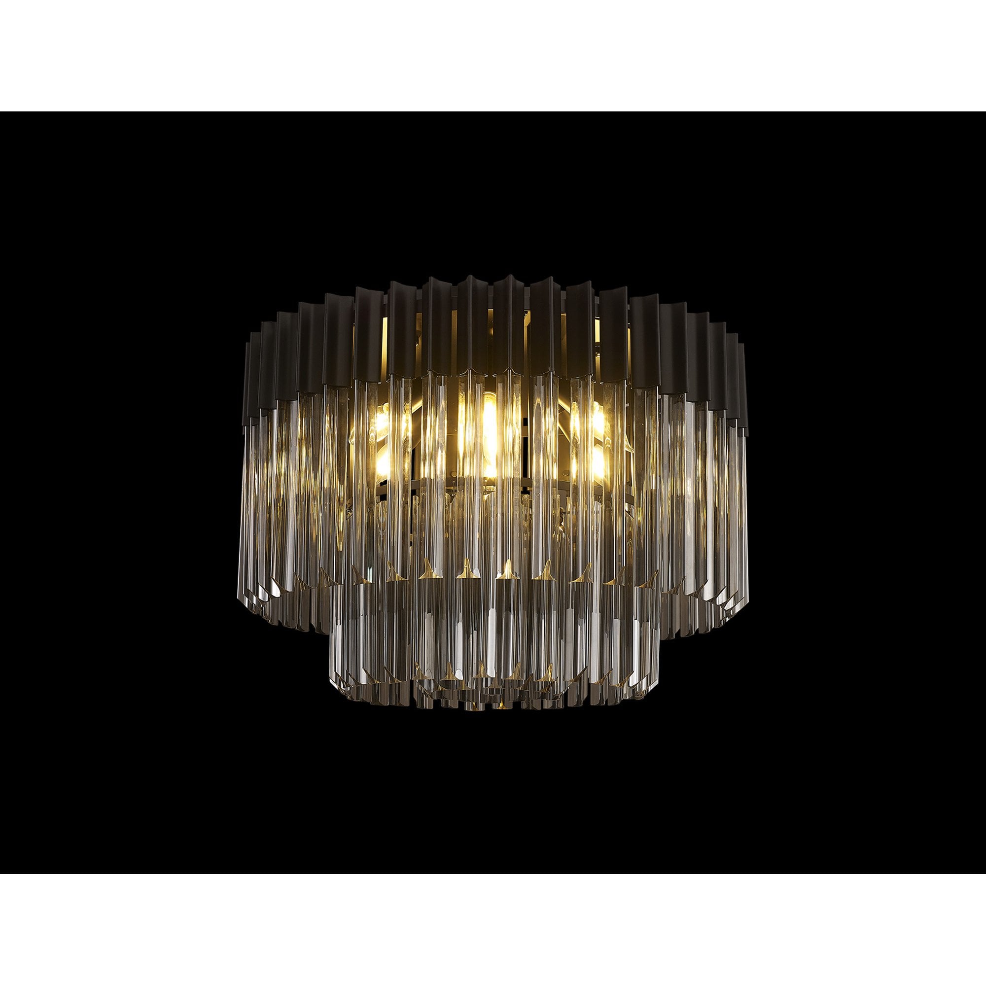 Fabula Cedar 7 Light Flush Light - Matt Black & Smoke Sculpted Glass