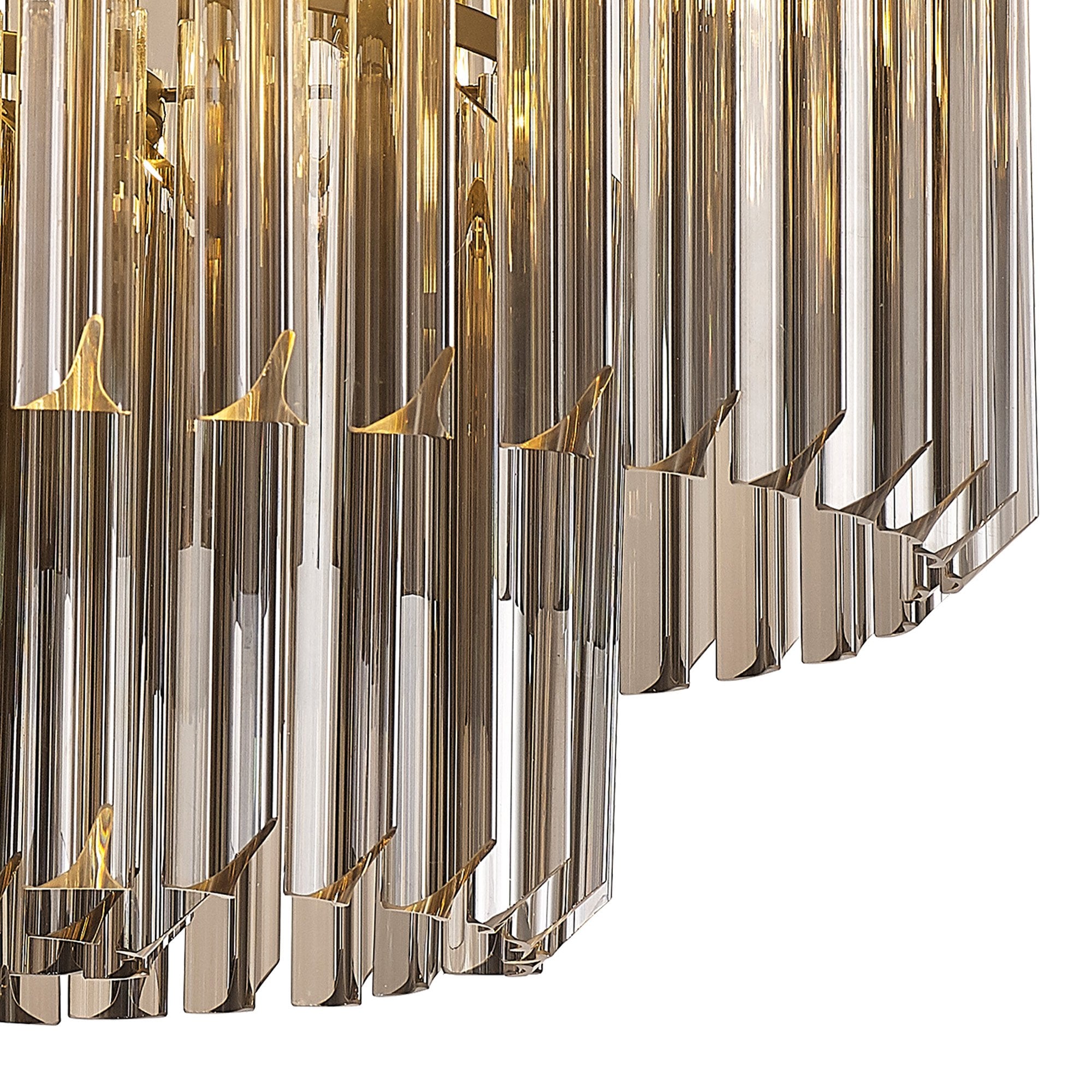 Fabula Cedar 7 Light Flush Light - Matt Black & Smoke Sculpted Glass