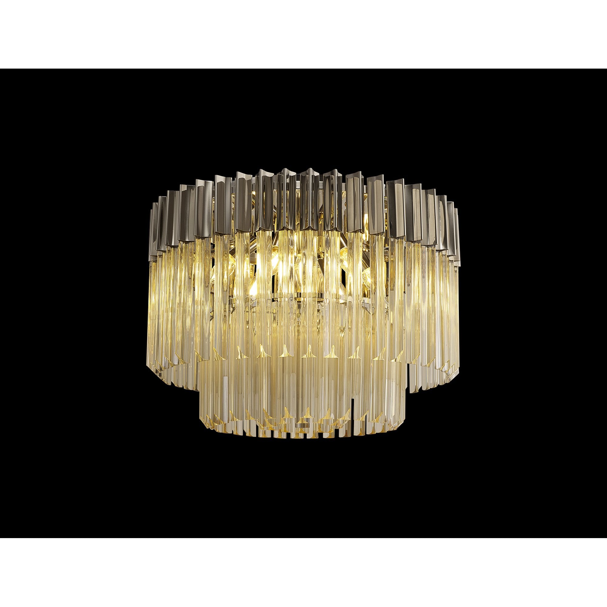 Fabula Cedar 7 Light Flush Light - Polished Nickel & Cognac Sculpted Glass