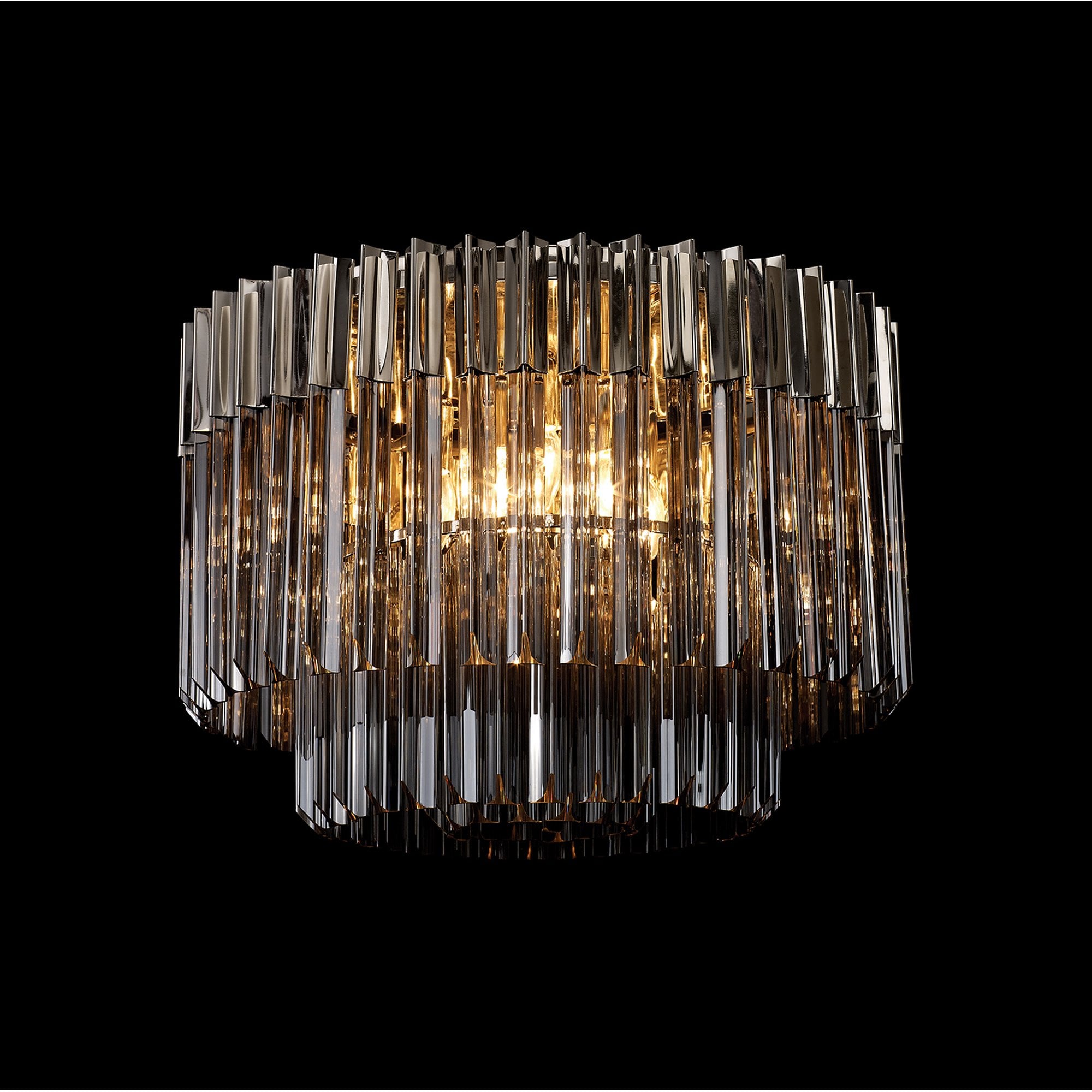 Fabula Cedar 7 Light Flush Light - Polished Nickel & Smoke Sculpted Glass