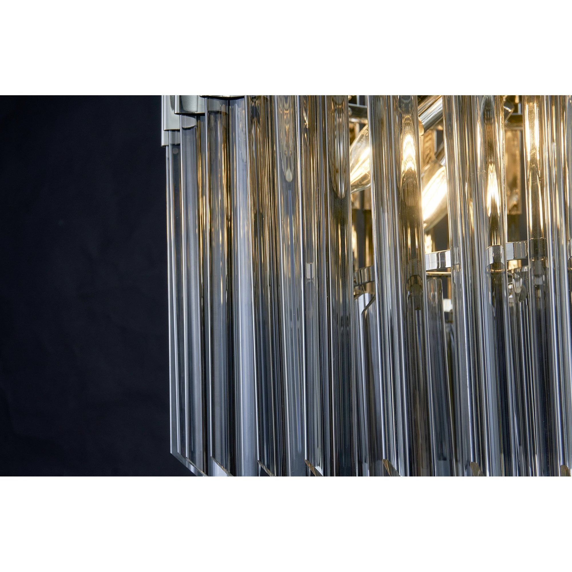 Fabula Cedar 7 Light Flush Light - Polished Nickel & Smoke Sculpted Glass