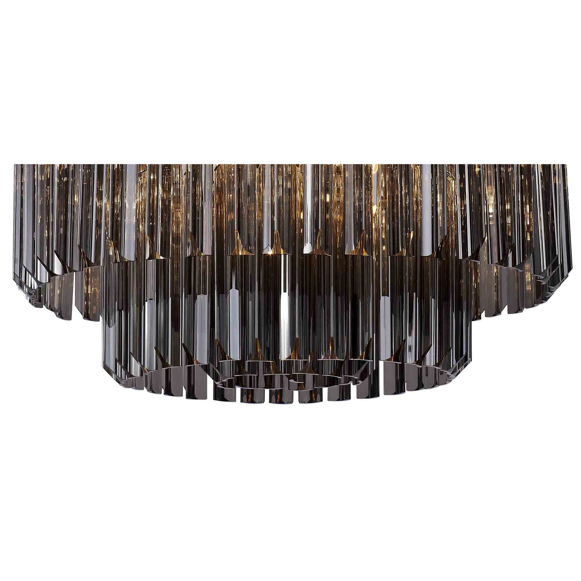 Fabula Cedar 7 Light Flush Light - Polished Nickel & Smoke Sculpted Glass