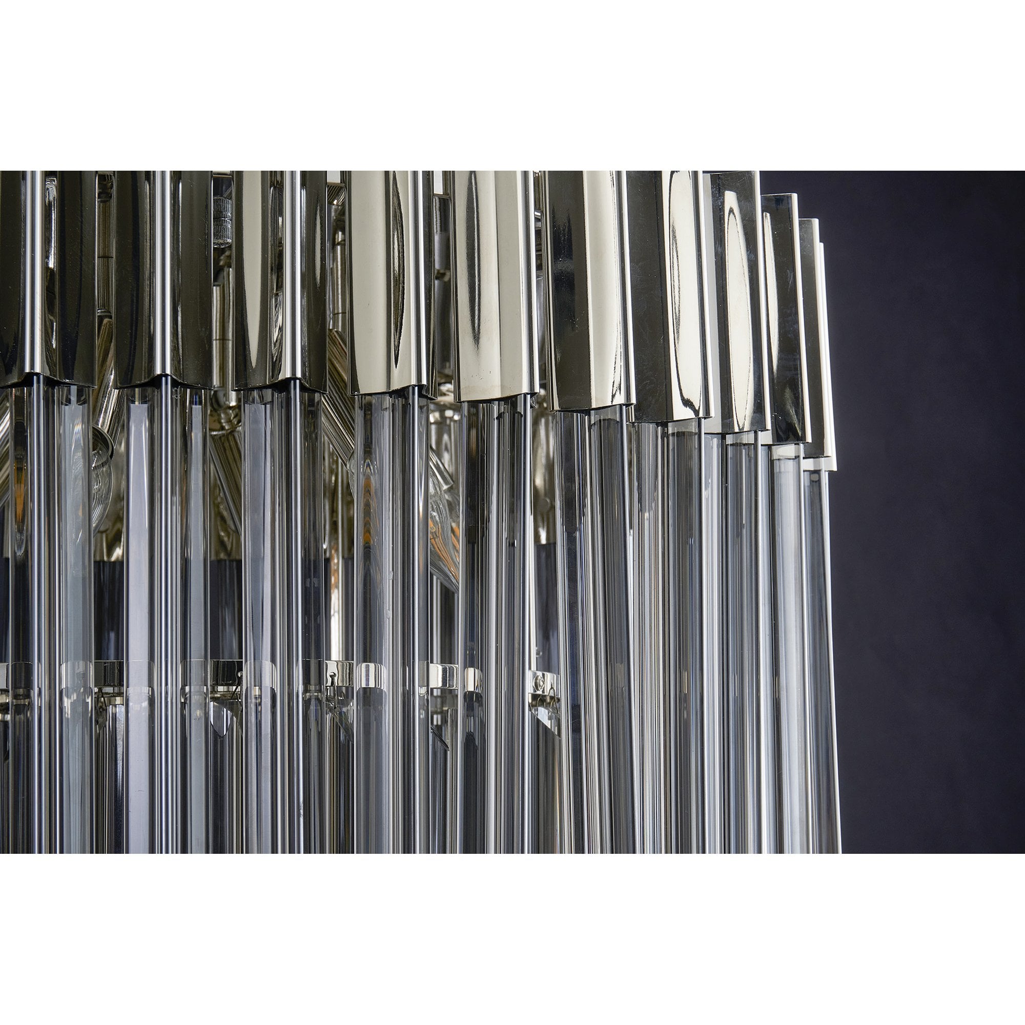 Fabula Cedar 7 Light Flush Light - Polished Nickel & Smoke Sculpted Glass