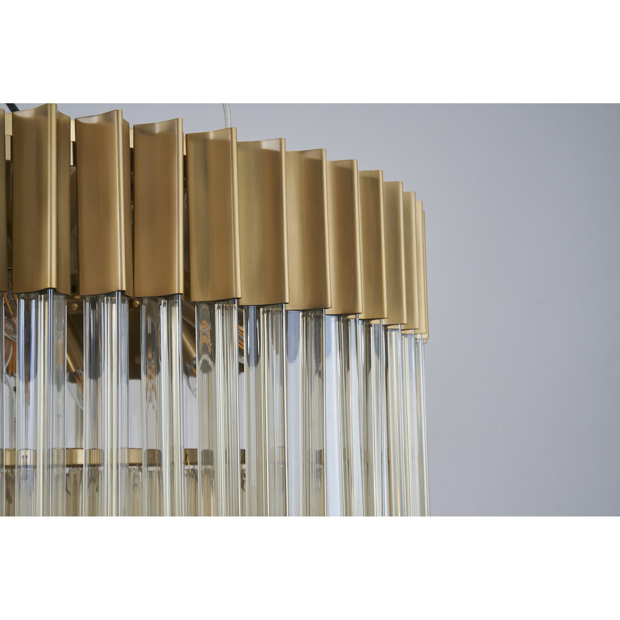 Fabula Cedar 7 Light Rectangular Pendant - Brass & Cognac Sculpted Glass