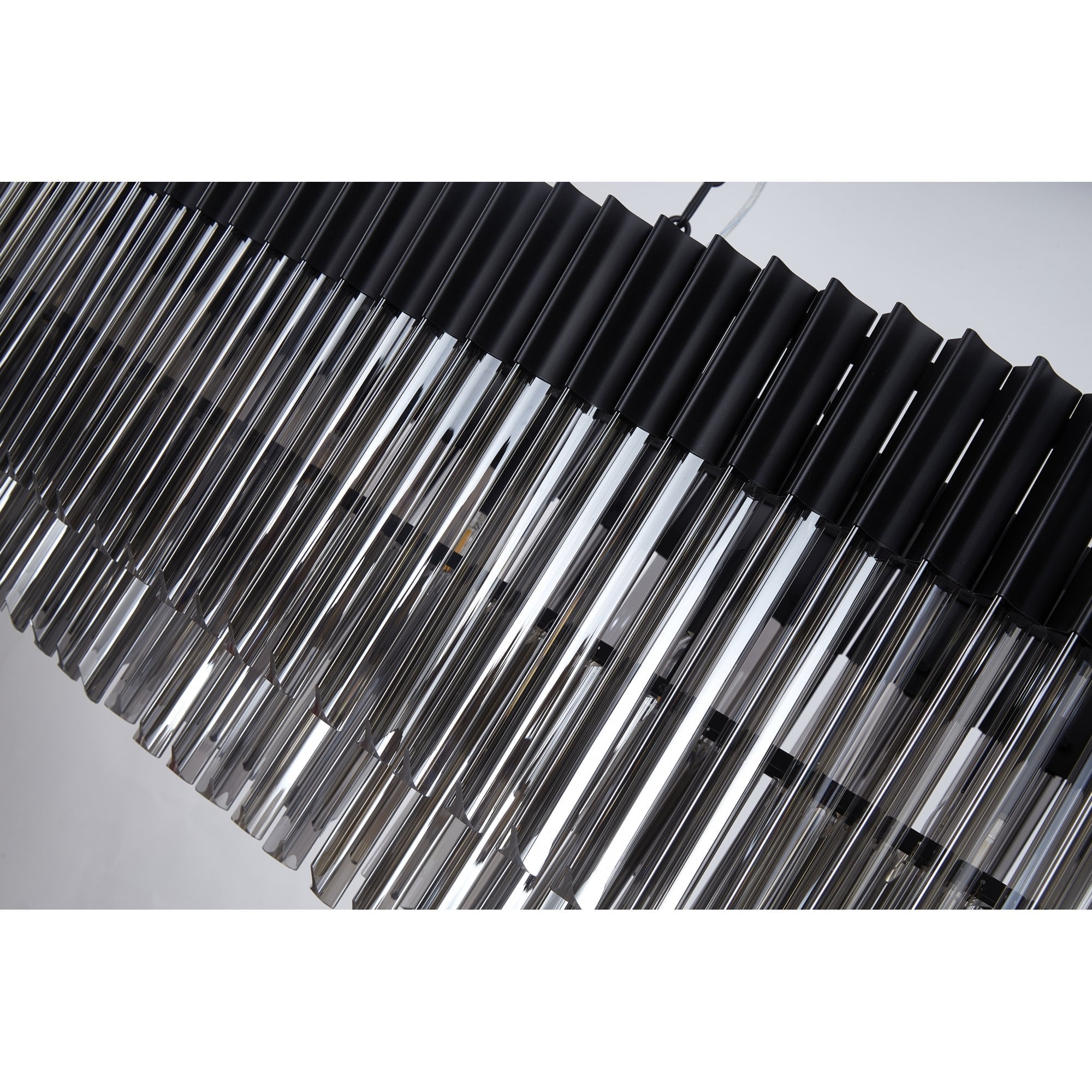 Fabula Cedar 7 Light Rectangular Pendant - Matt Black & Clear Sculpted Glass