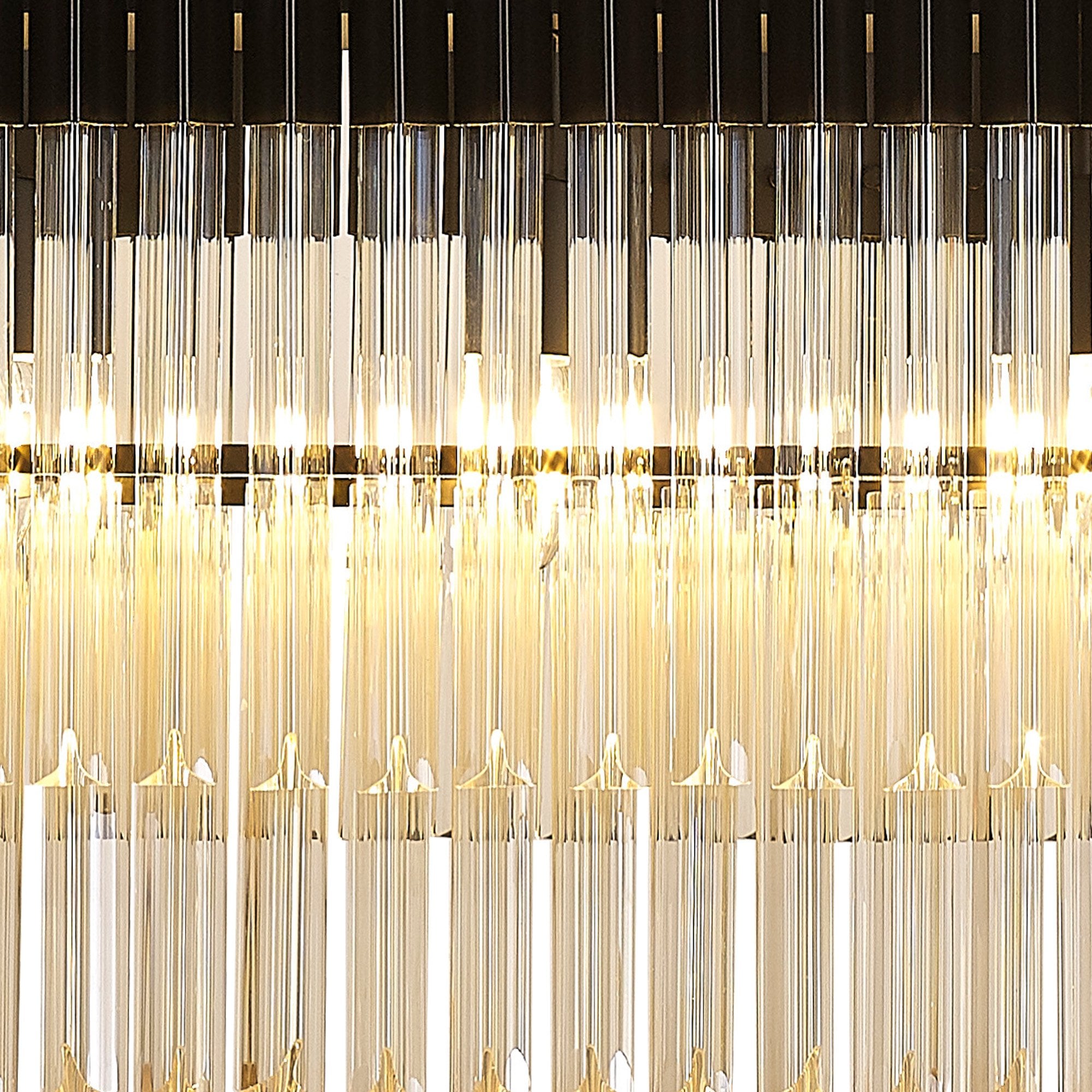 Fabula Cedar 7 Light Rectangular Pendant - Matt Black & Cognac Sculpted Glass