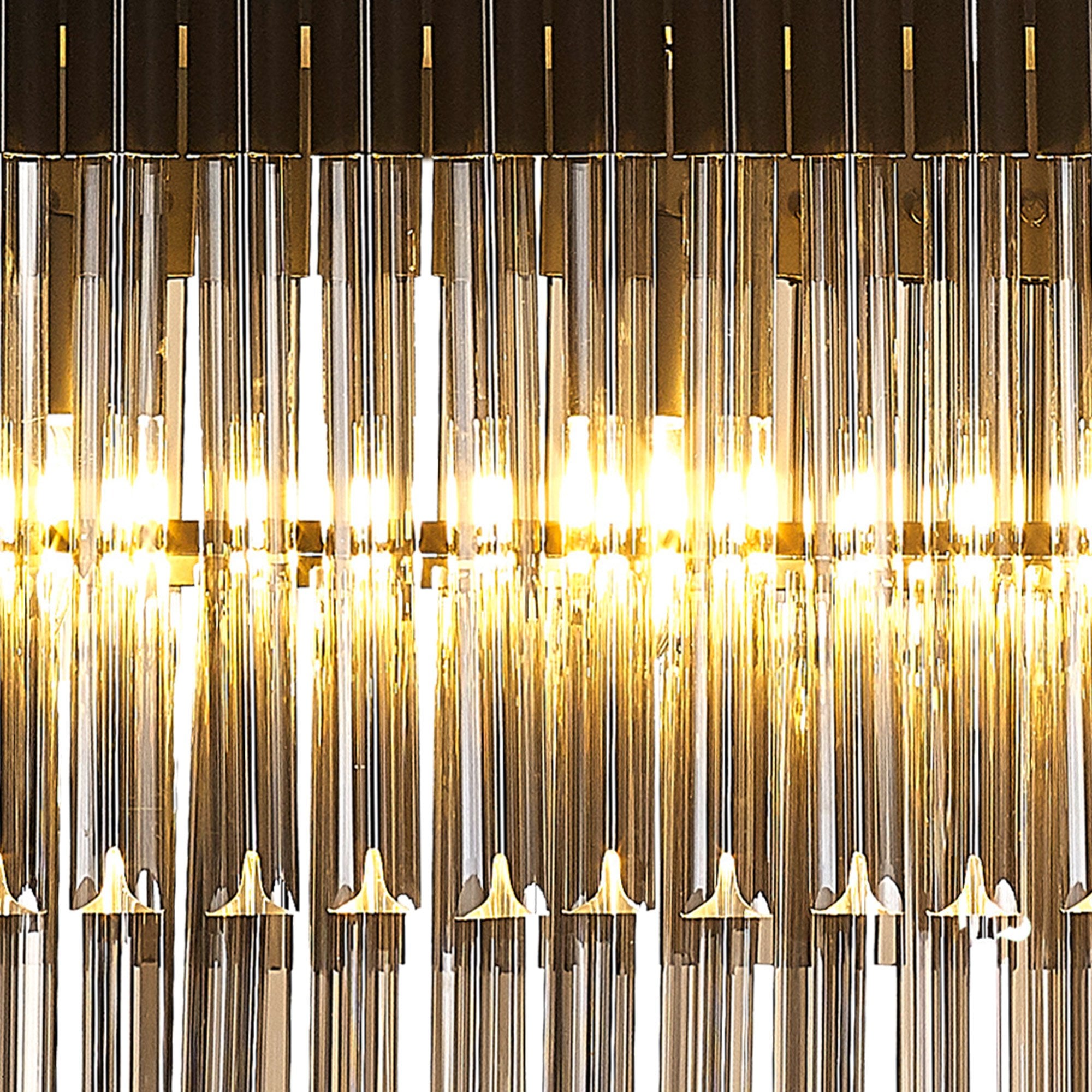 Fabula Cedar 7 Light Rectangular Pendant - Matt Black & Smoke Sculpted Glass