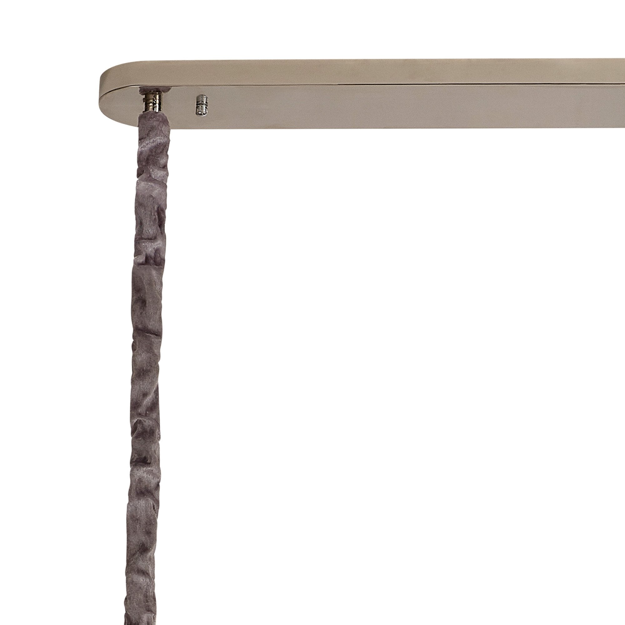 Fabula Cedar 7 Light Rectangular Pendant - Polished Nickel & Cognac Sculpted Glass