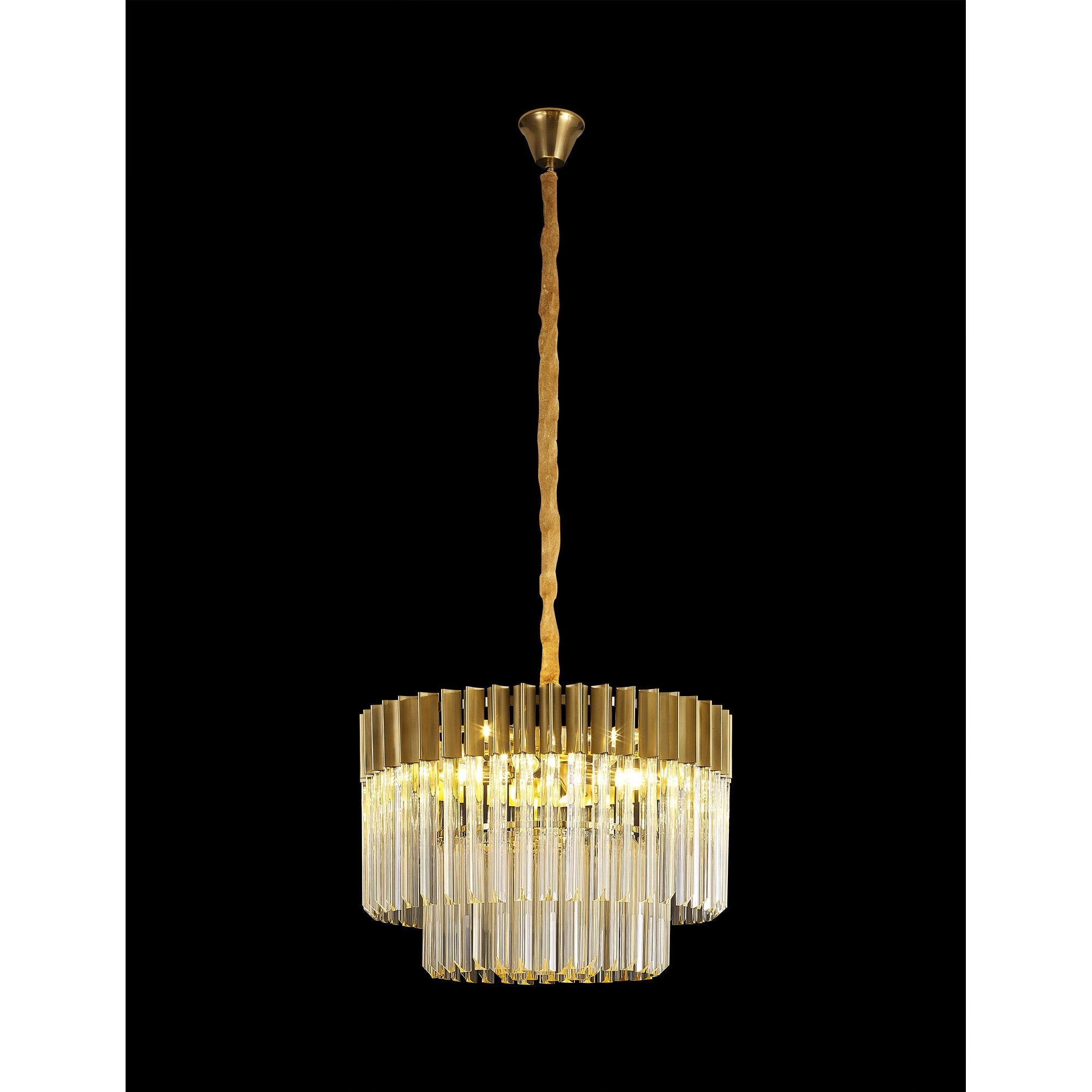 Fabula Cedar 8 Light Pendant - Brass & Cognac Sculpted Glass