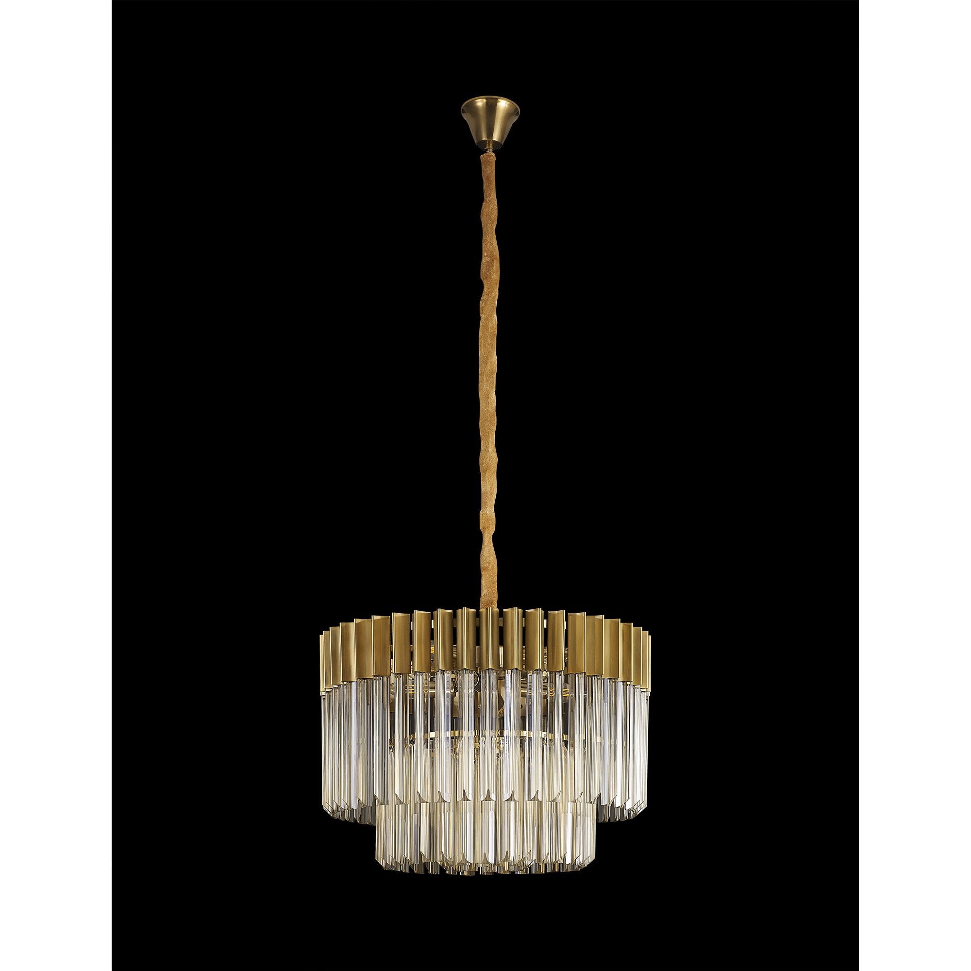 Fabula Cedar 8 Light Pendant - Brass & Cognac Sculpted Glass