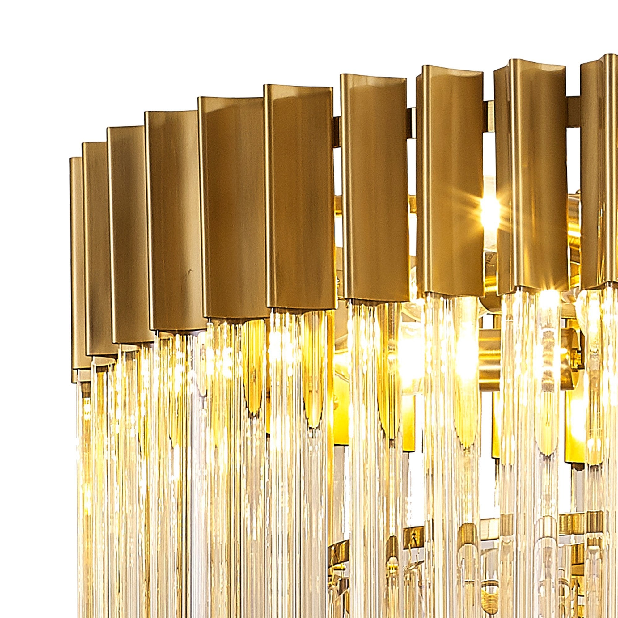 Fabula Cedar 8 Light Pendant - Brass & Cognac Sculpted Glass