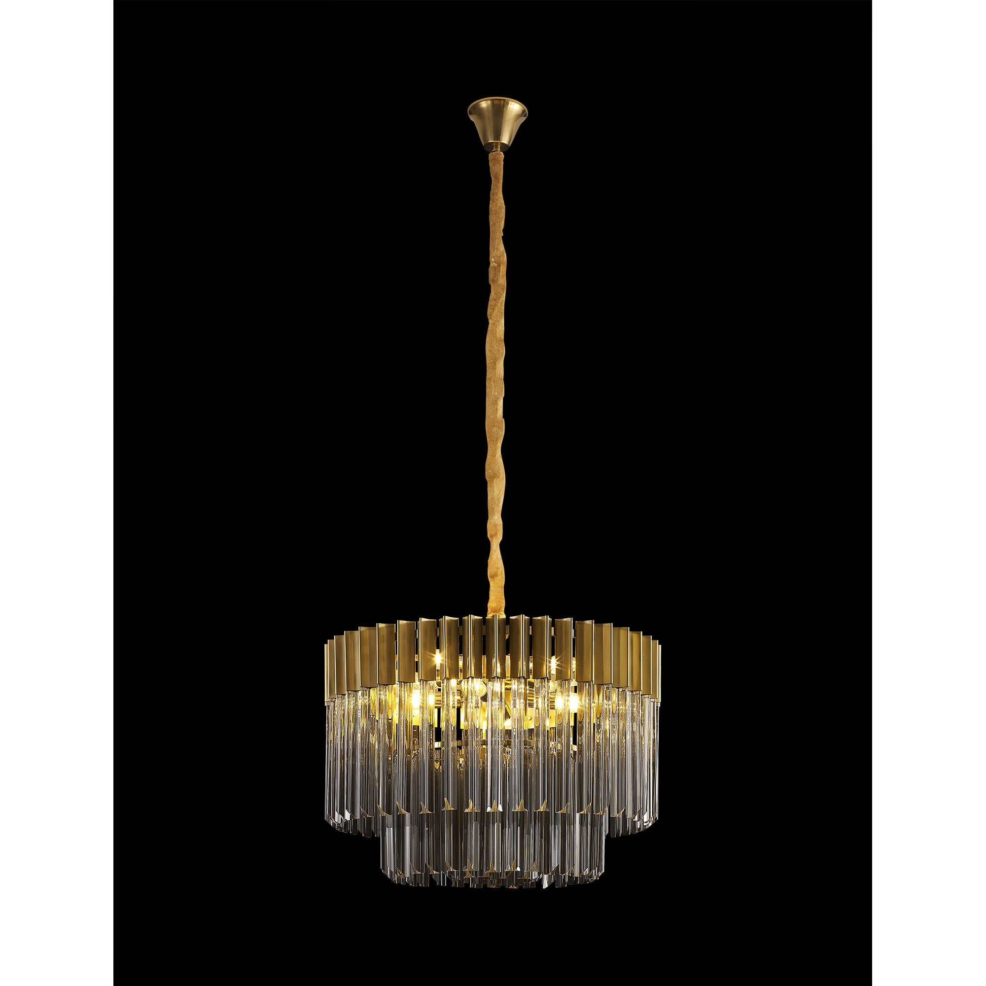 Fabula Cedar 8 Light Pendant - Brass & Smoke Sculpted Glass