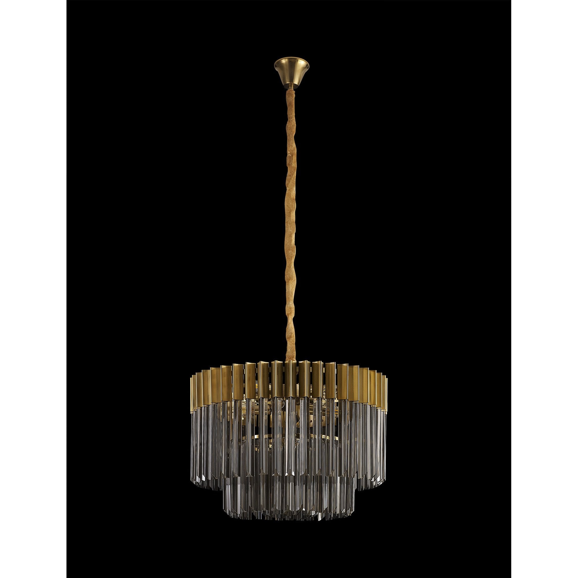 Fabula Cedar 8 Light Pendant - Brass & Smoke Sculpted Glass
