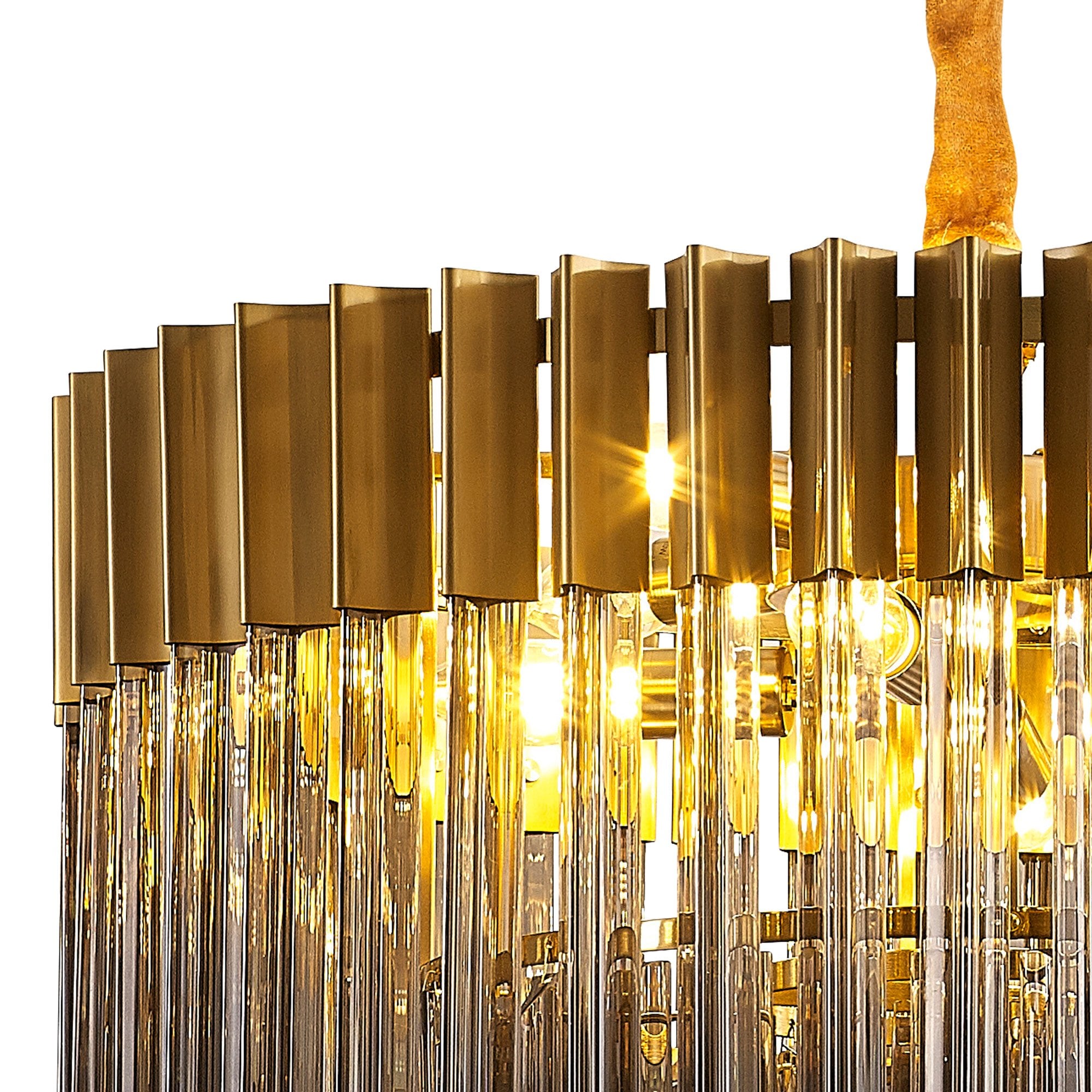 Fabula Cedar 8 Light Pendant - Brass & Smoke Sculpted Glass