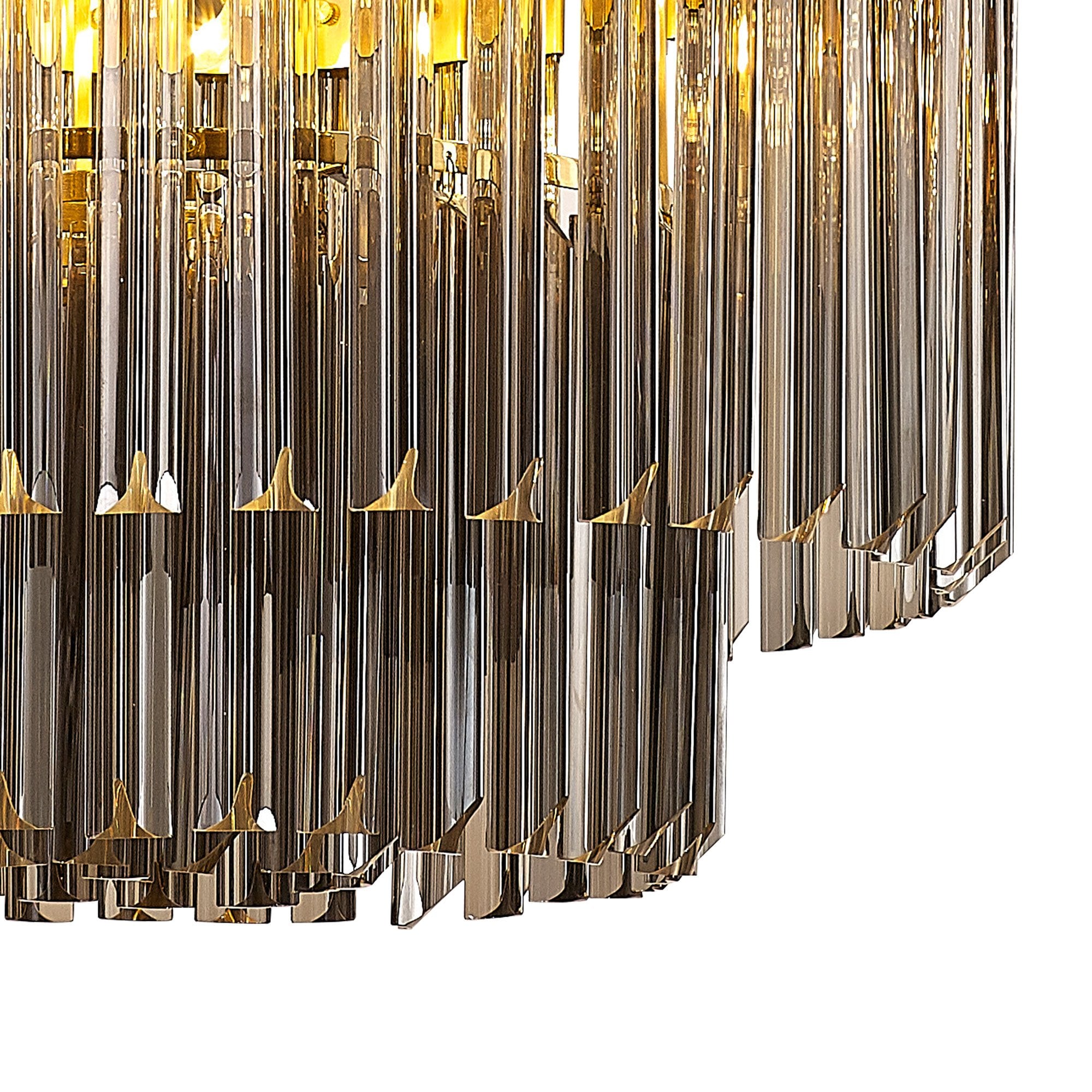 Fabula Cedar 8 Light Pendant - Brass & Smoke Sculpted Glass