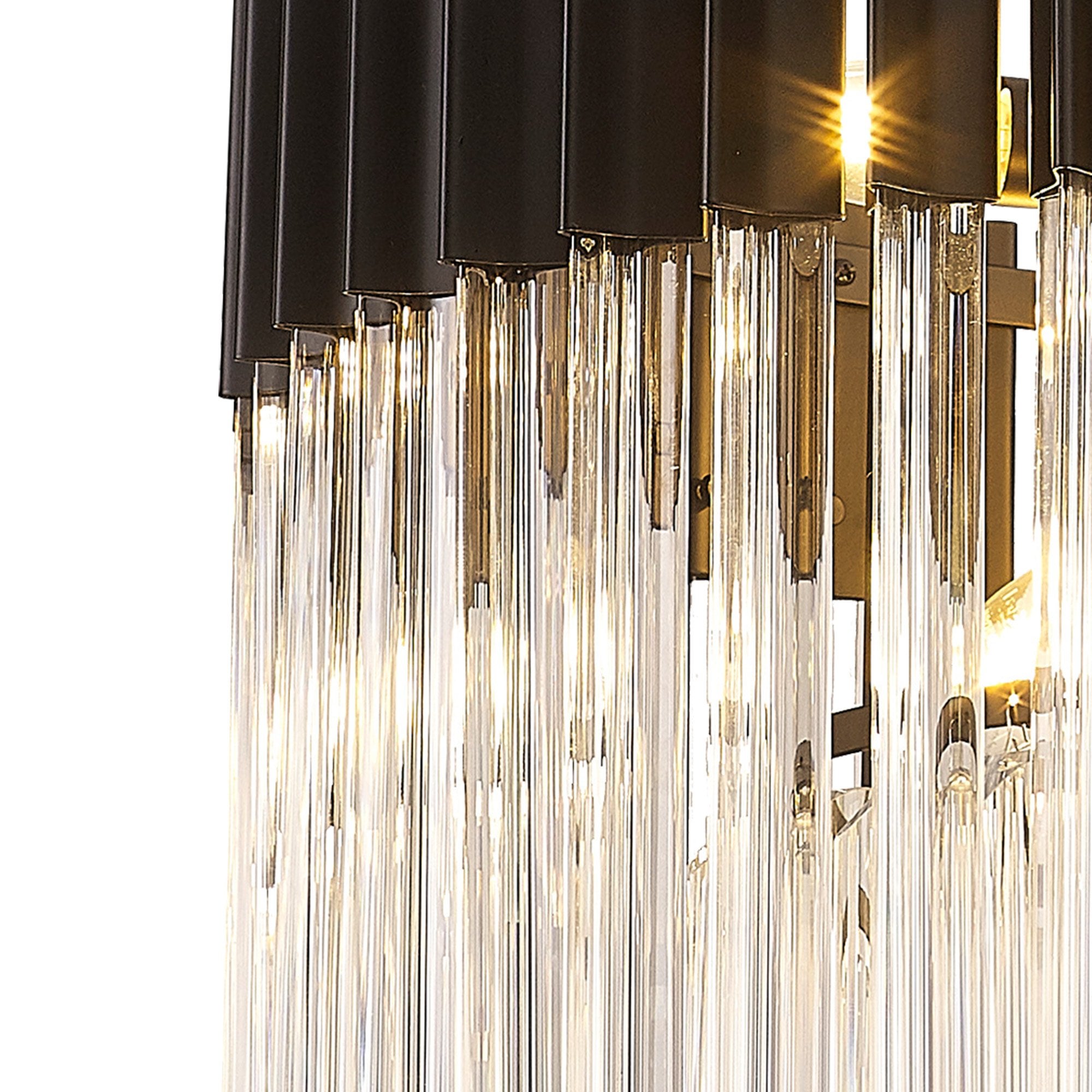 Fabula Cedar 8 Light Pendant - Matt Black & Clear Sculpted Glass