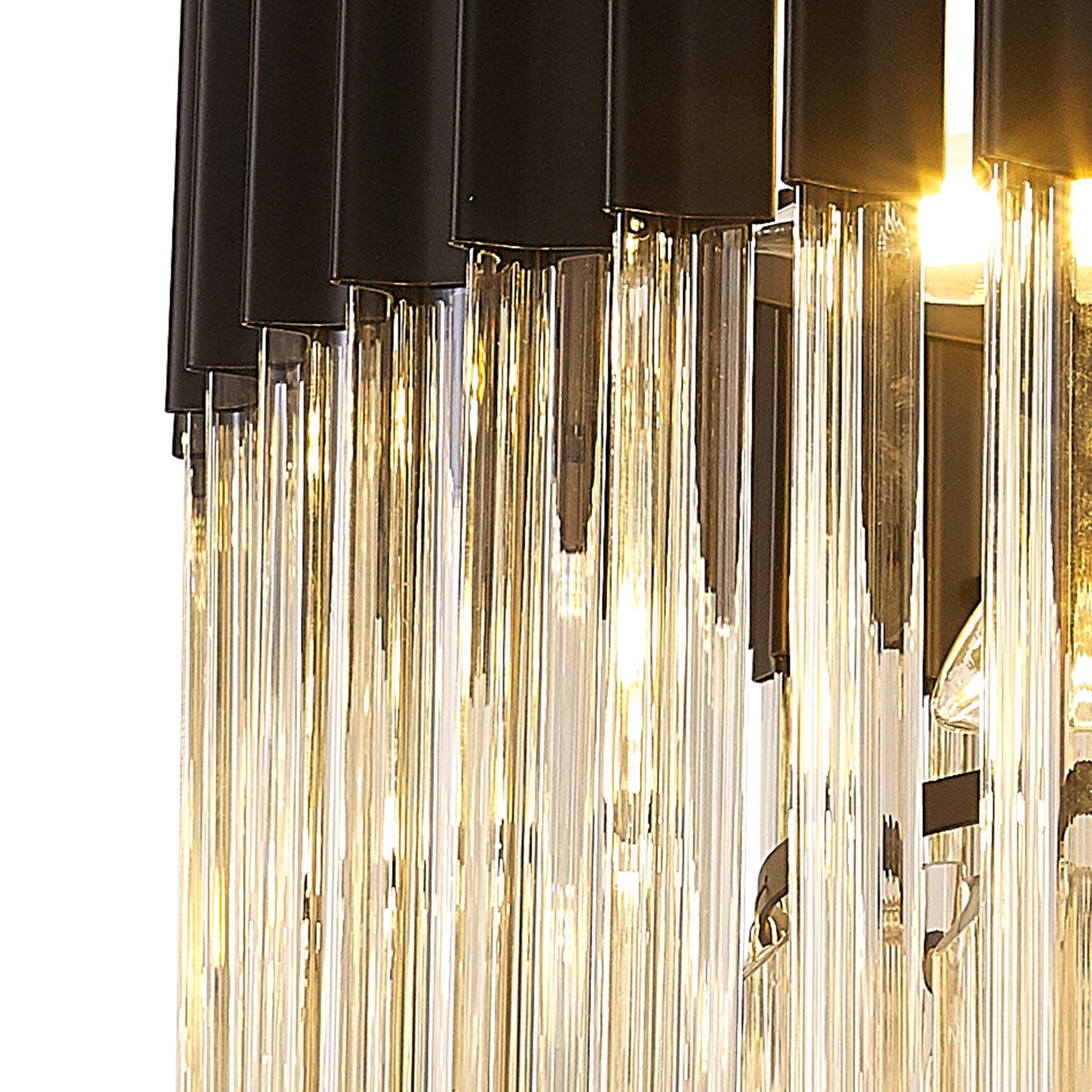 Fabula Cedar 8 Light Pendant - Matt Black & Cognac Sculpted Glass