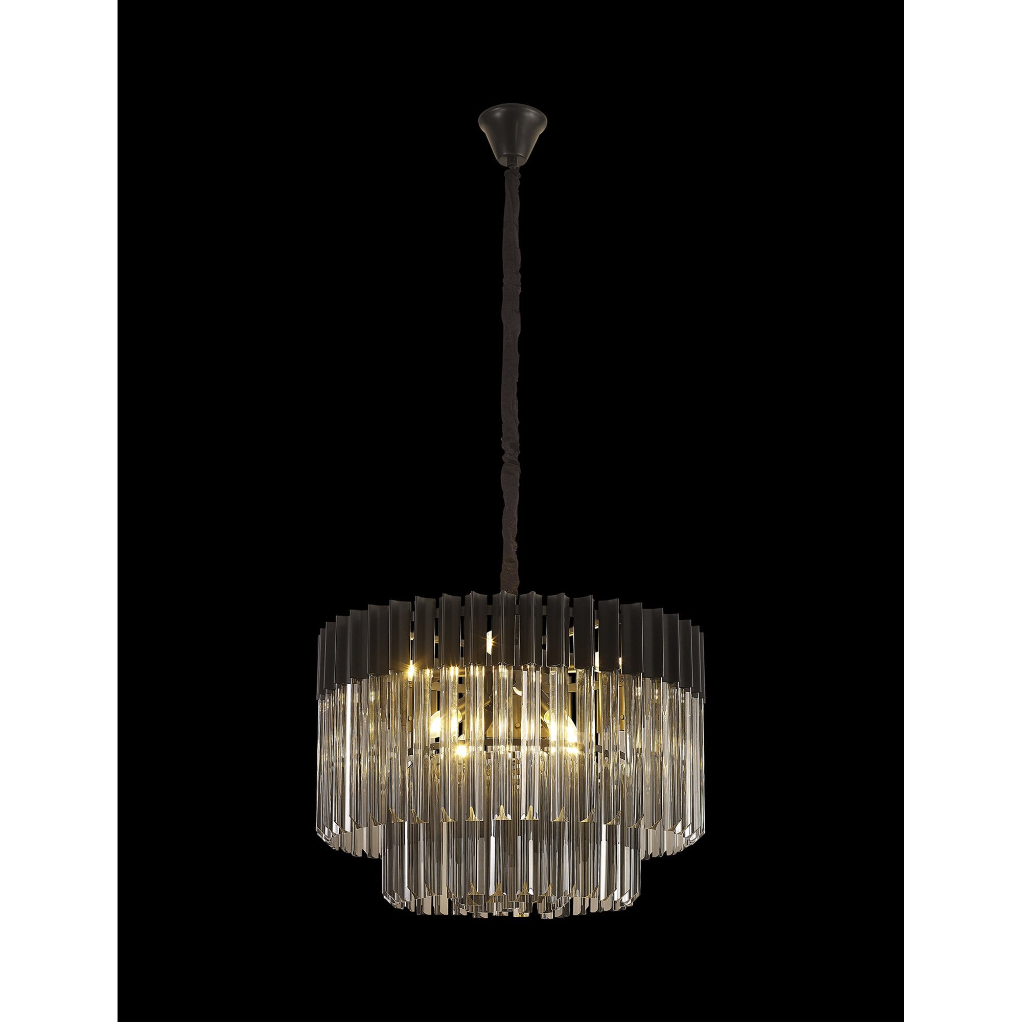 Fabula Cedar 8 Light Pendant - Matt Black & Smoke Sculpted Glass