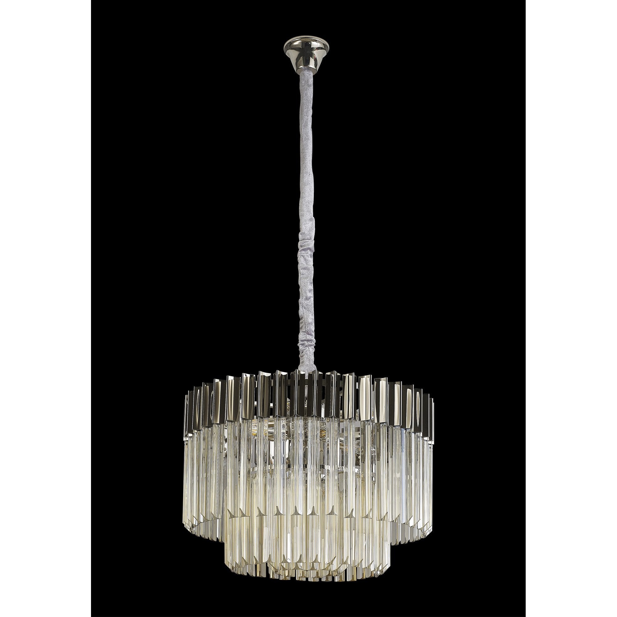 Fabula Cedar 8 Light Pendant - Polished Nickel & Cognac Sculpted Glass