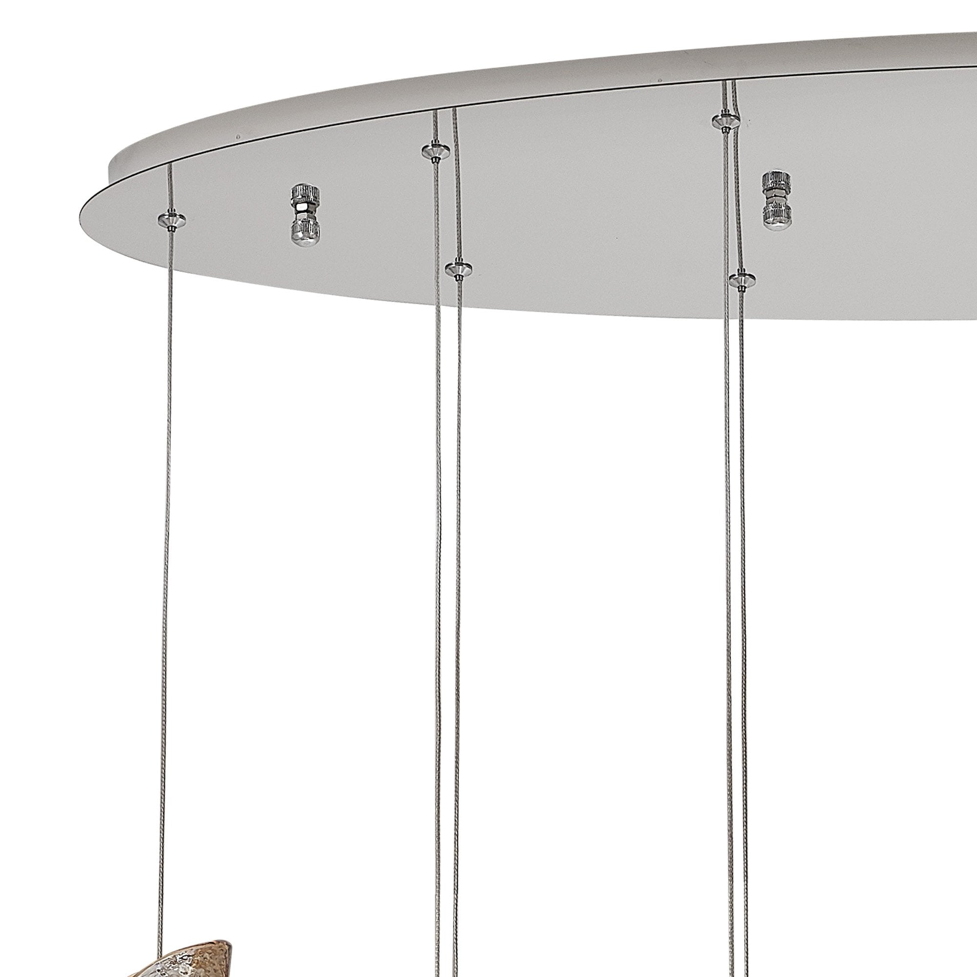 Fabula Chandos 12 Light Oval Pendant - Polished Chrome, Clear, Amber & Smoked Glass