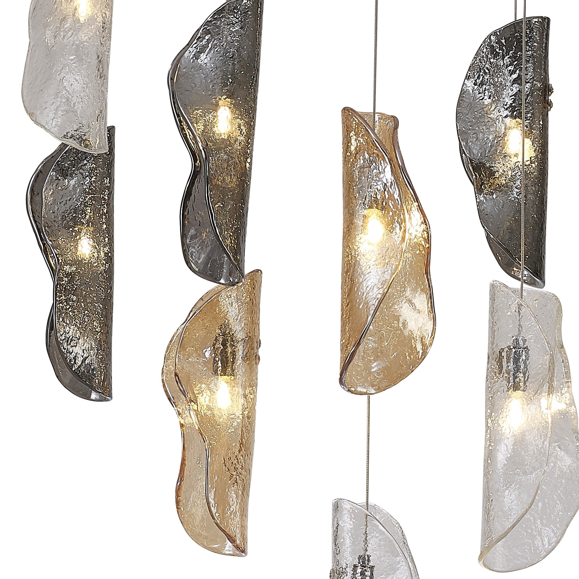 Fabula Chandos 12 Light Oval Pendant - Polished Chrome, Clear, Amber & Smoked Glass