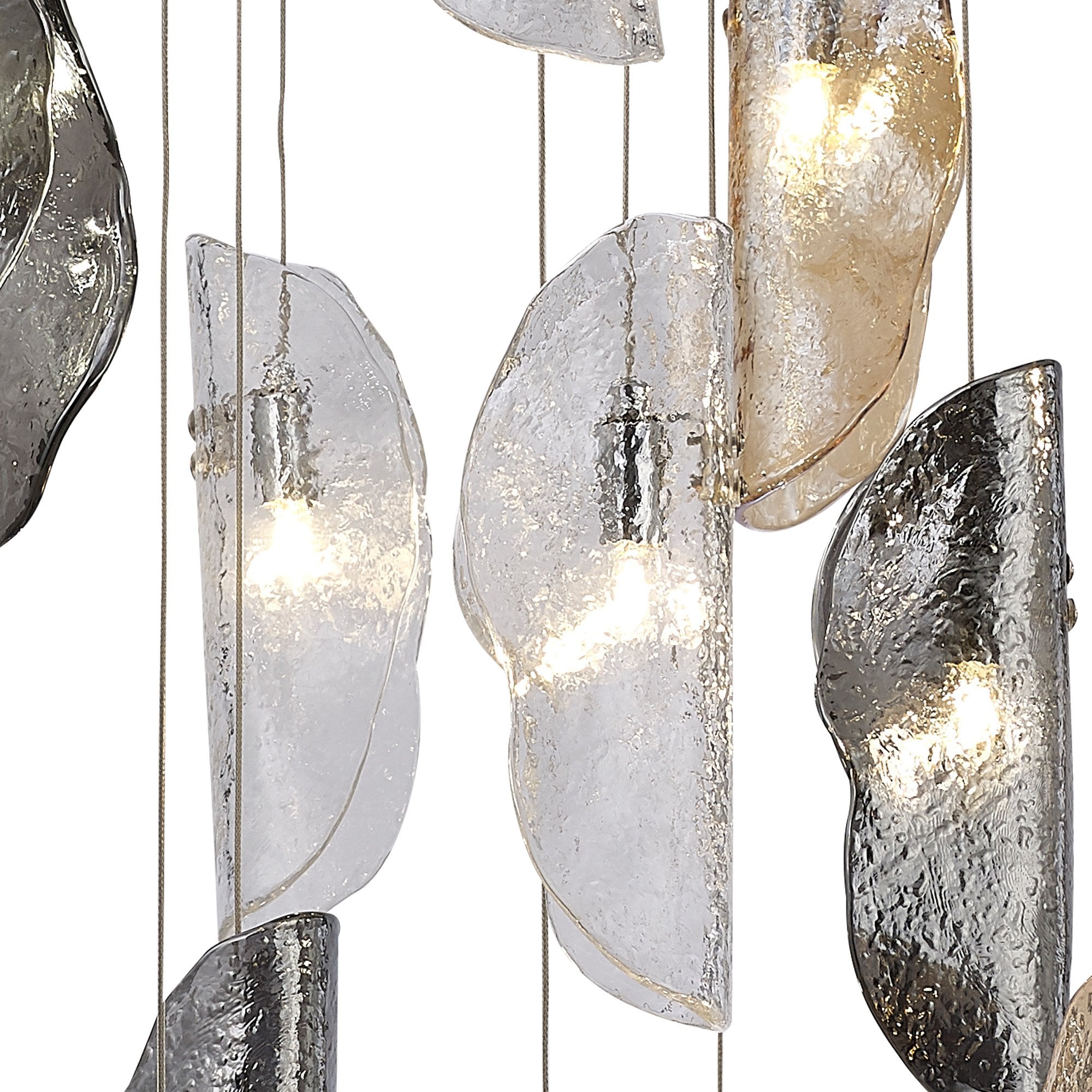 Fabula Chandos 15 Light Pendant - Polished Chrome, Clear, Amber & Smoked Glass