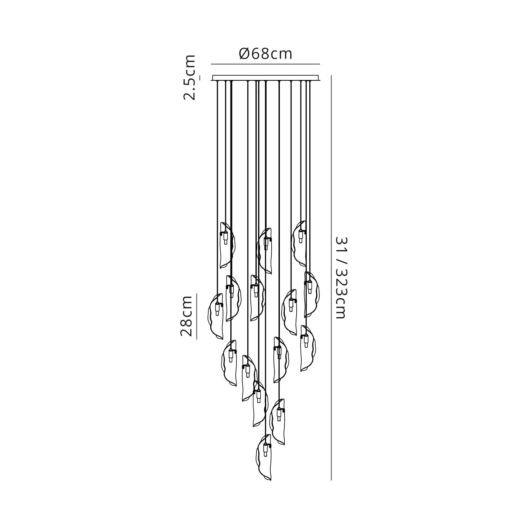 Fabula Chandos 15 Light Pendant - Polished Chrome, Clear, Amber & Smoked Glass