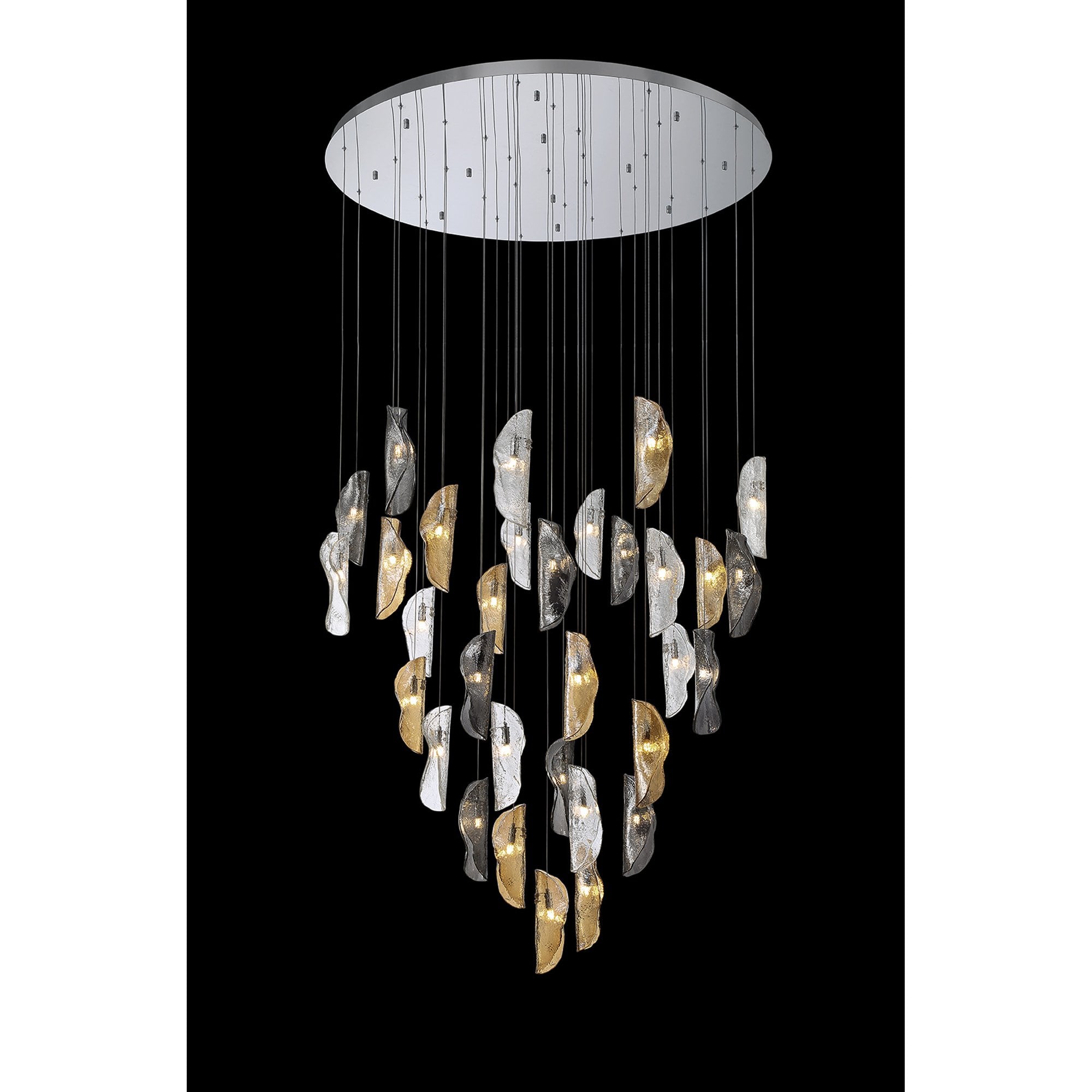 Fabula Chandos 32 Light Pendant - Polished Chrome, Clear, Amber & Smoked Glass