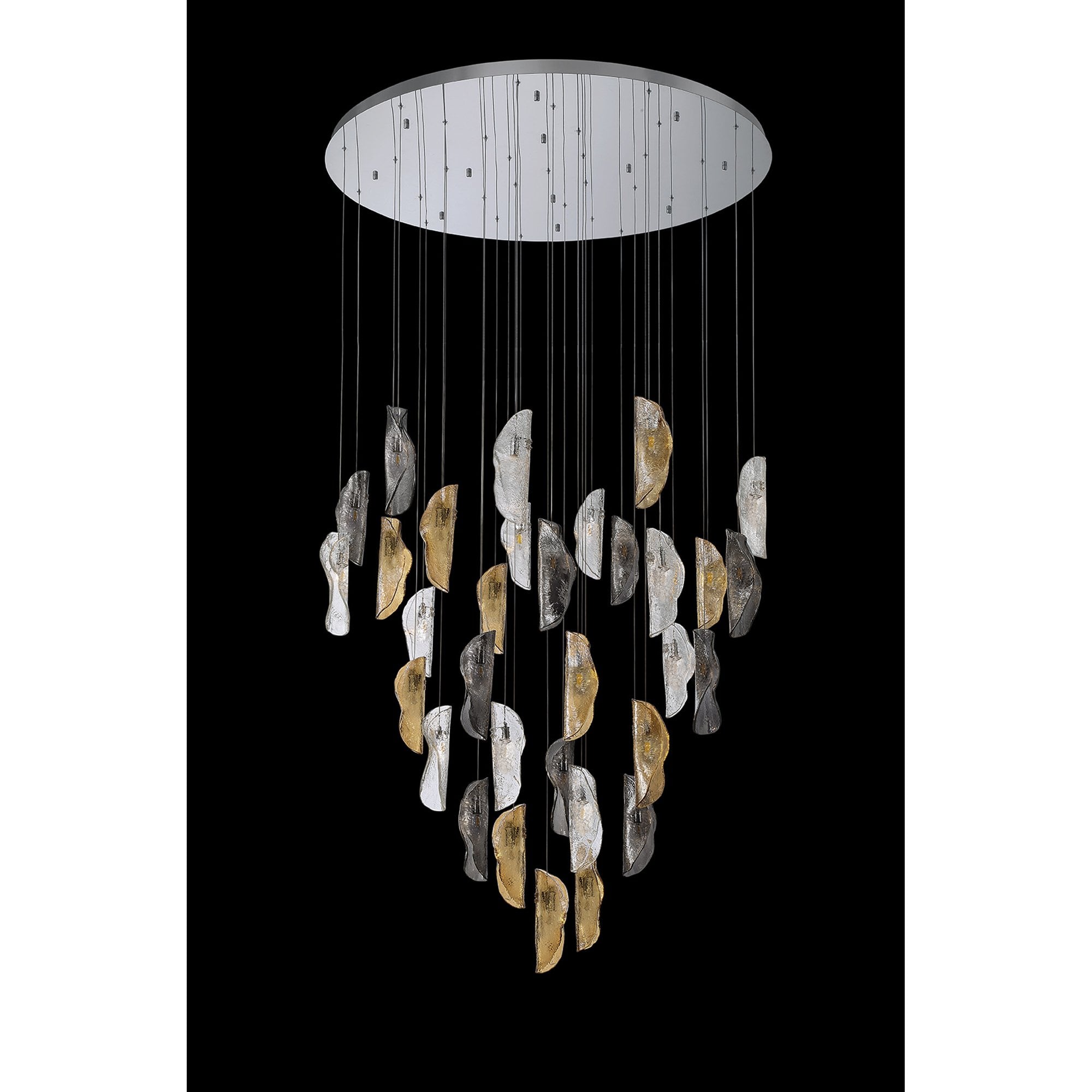 Fabula Chandos 32 Light Pendant - Polished Chrome, Clear, Amber & Smoked Glass