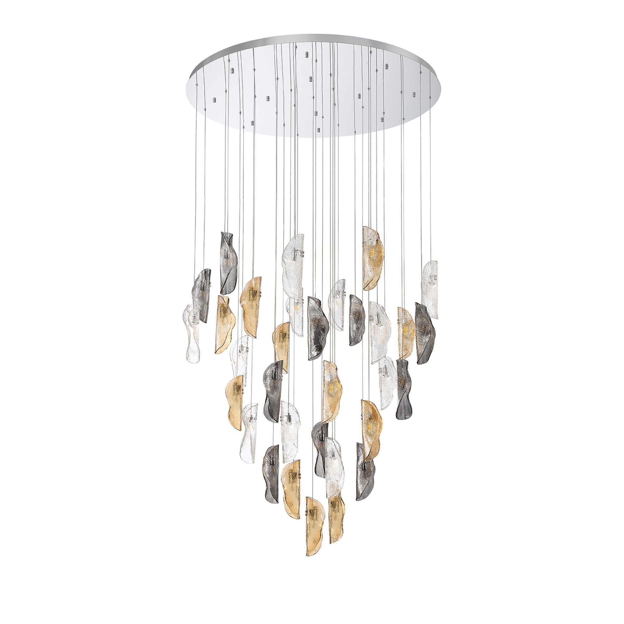 Fabula Chandos 32 Light Pendant - Polished Chrome, Clear, Amber & Smoked Glass