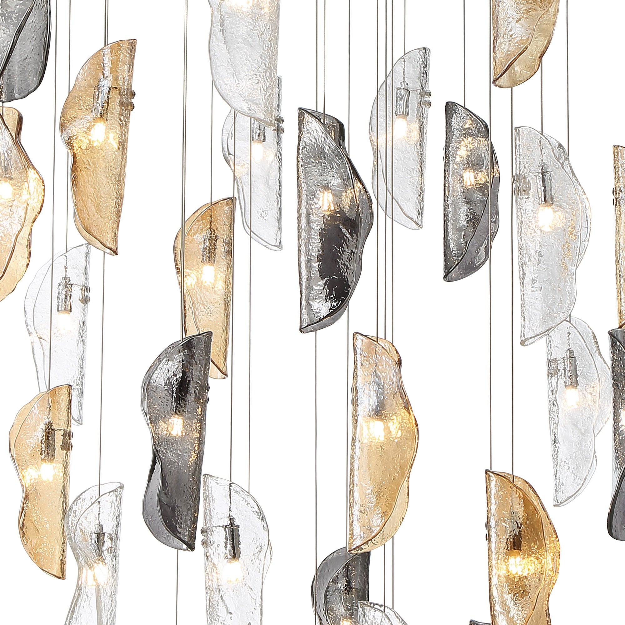 Fabula Chandos 32 Light Pendant - Polished Chrome, Clear, Amber & Smoked Glass