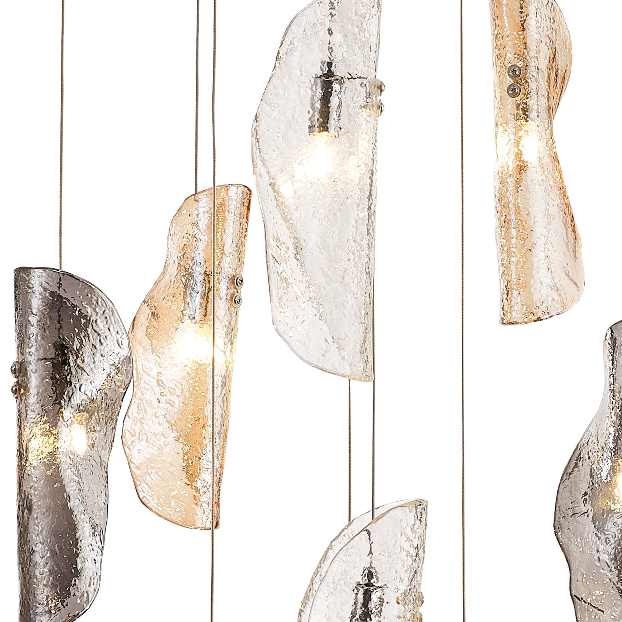 Fabula Chandos 9 Light Pendant - Polished Chrome, Clear, Amber & Smoked Glass