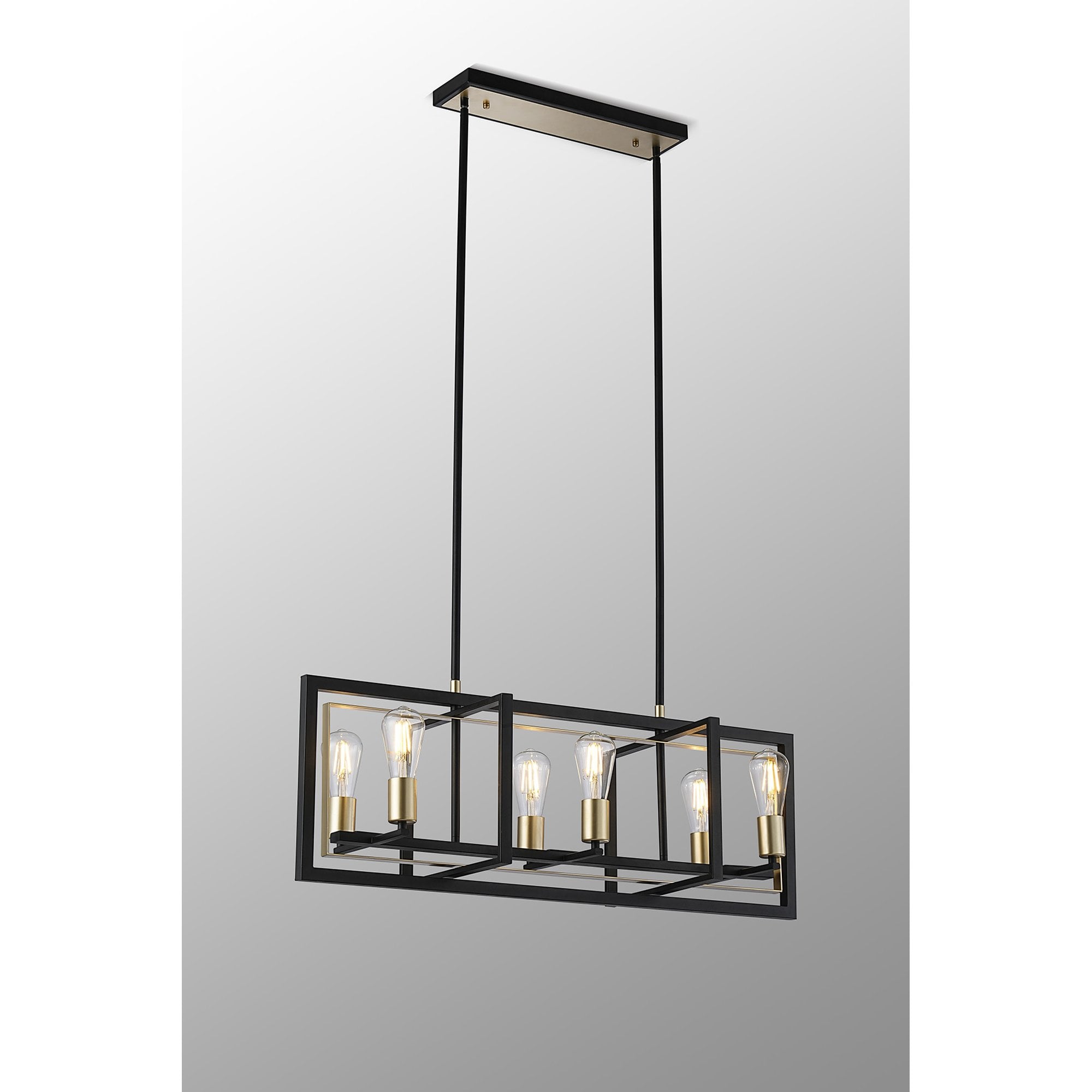 Fabula Chelwood 6 Light Pendant/Flush Light - Satin Black & Champagne Gold